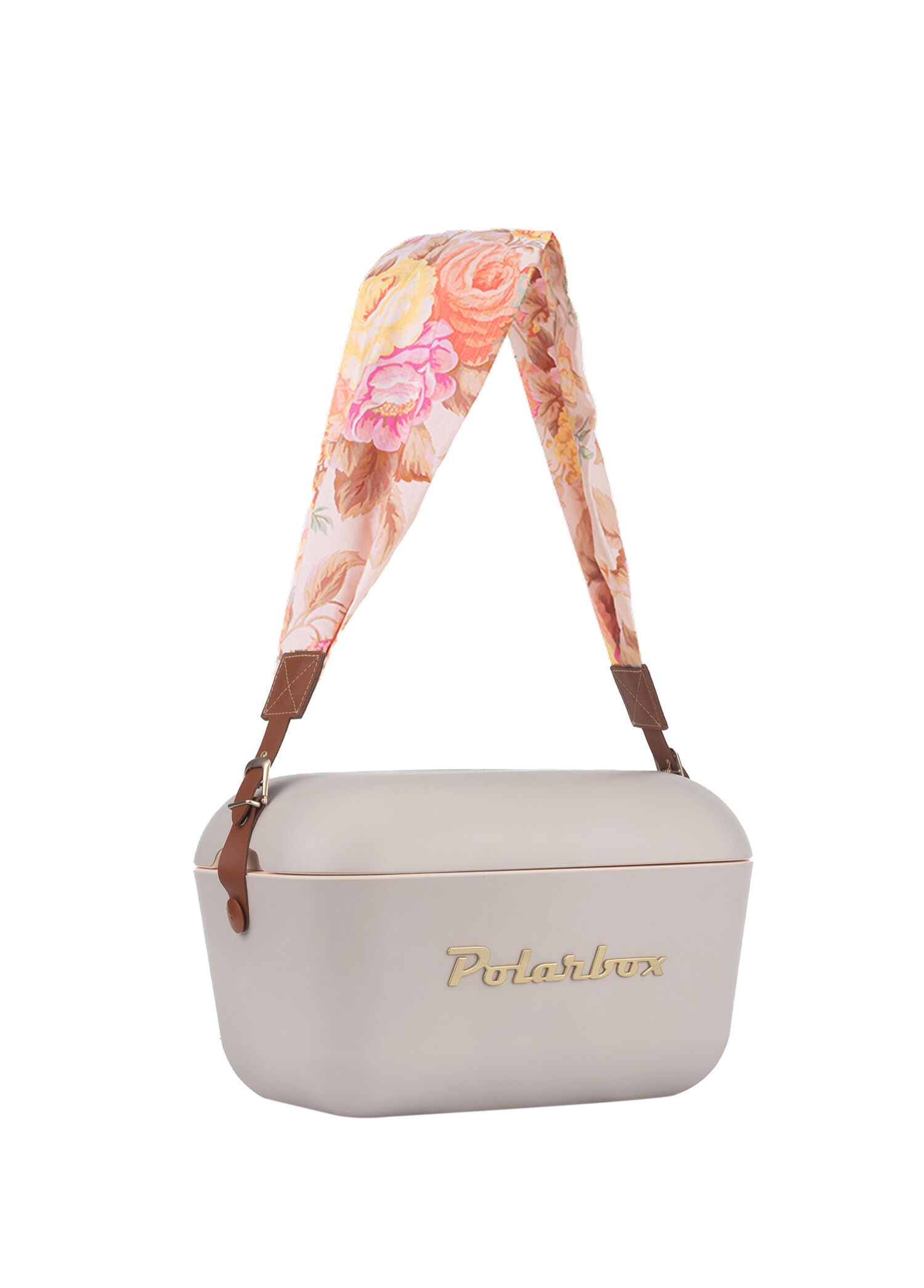 Prinkstyle flower Classic Perla Gold Pamuk ve Deri Kayışlı Soğuk ve Sıcak Tutucu Termal Çanta 20 lt