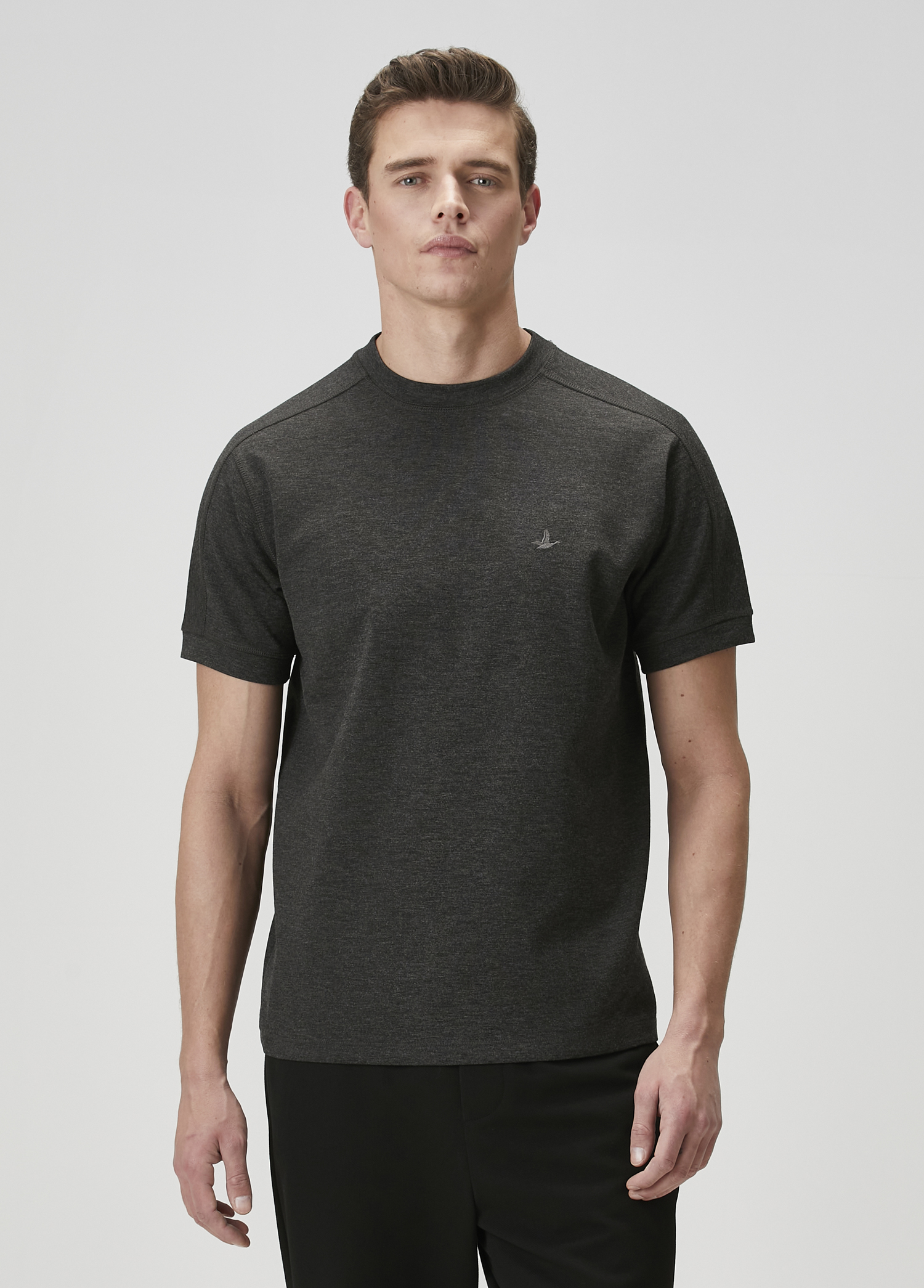 Antrasit Logo Nakışlı Scuba T-shirt_1