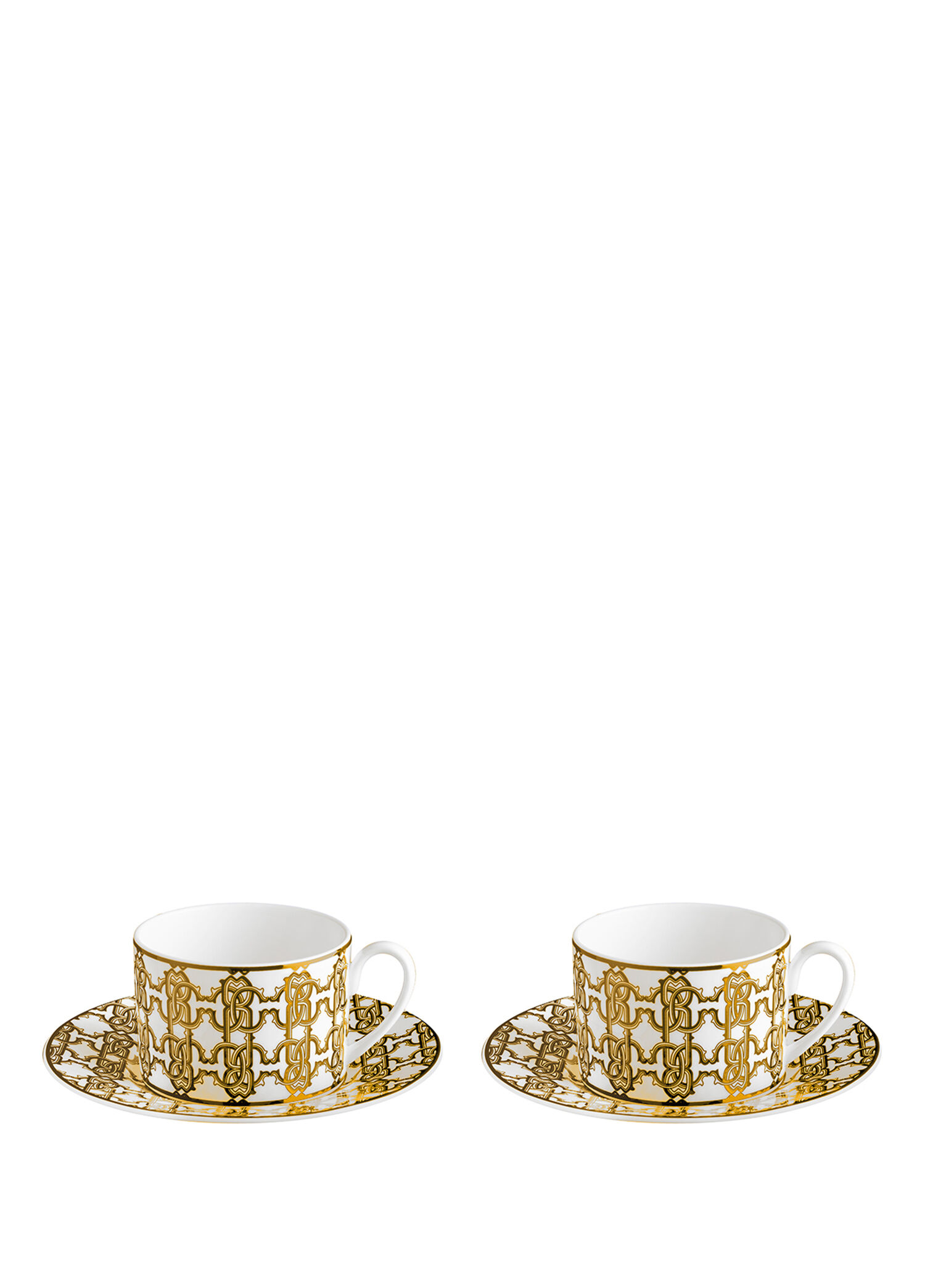 Monogram Gold Altın Dekorlu Porselen 2 Kişilik Kahve ve Çay Fincan Takımı