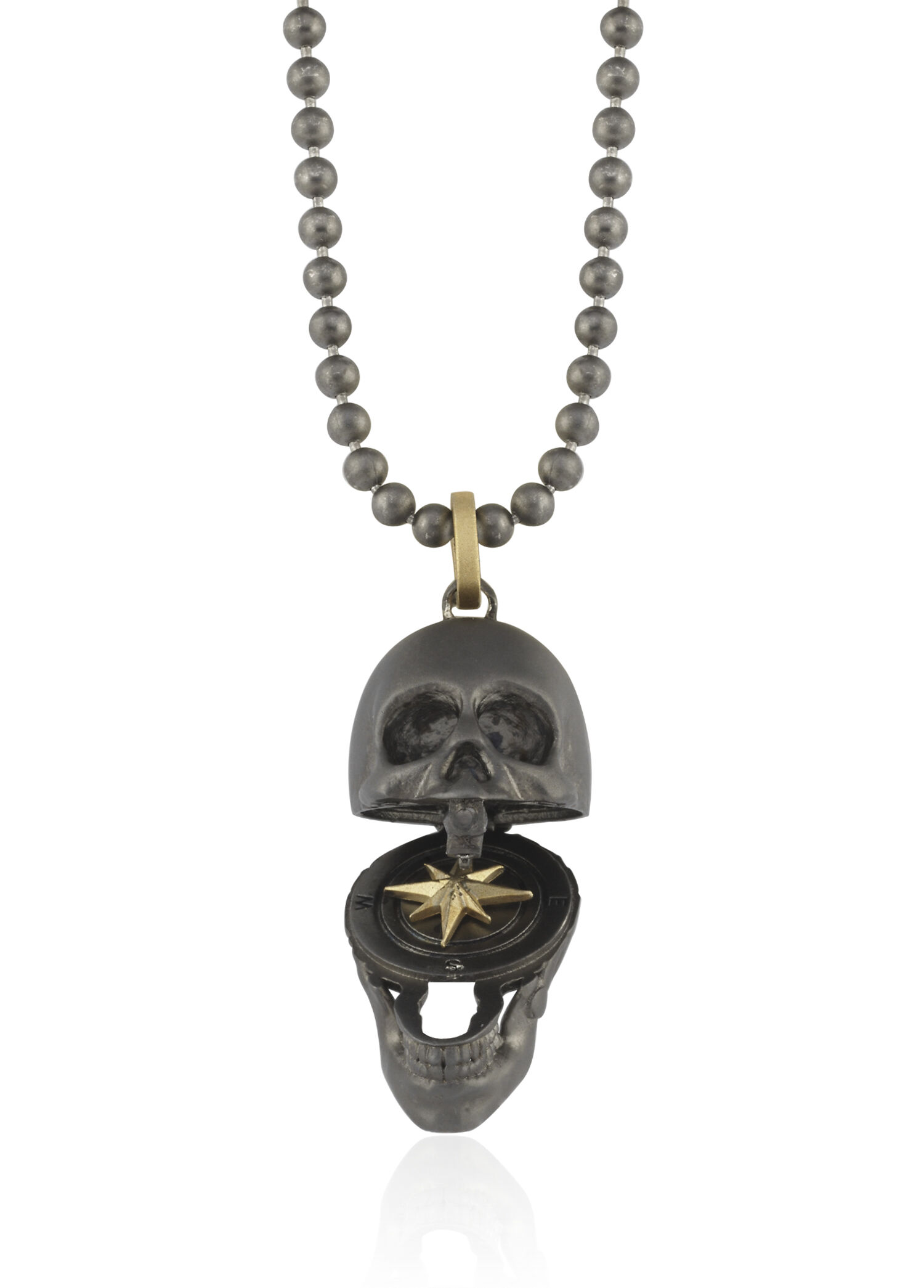 Skull Compass 925 Ayar Gümüş Erkek Kolye
