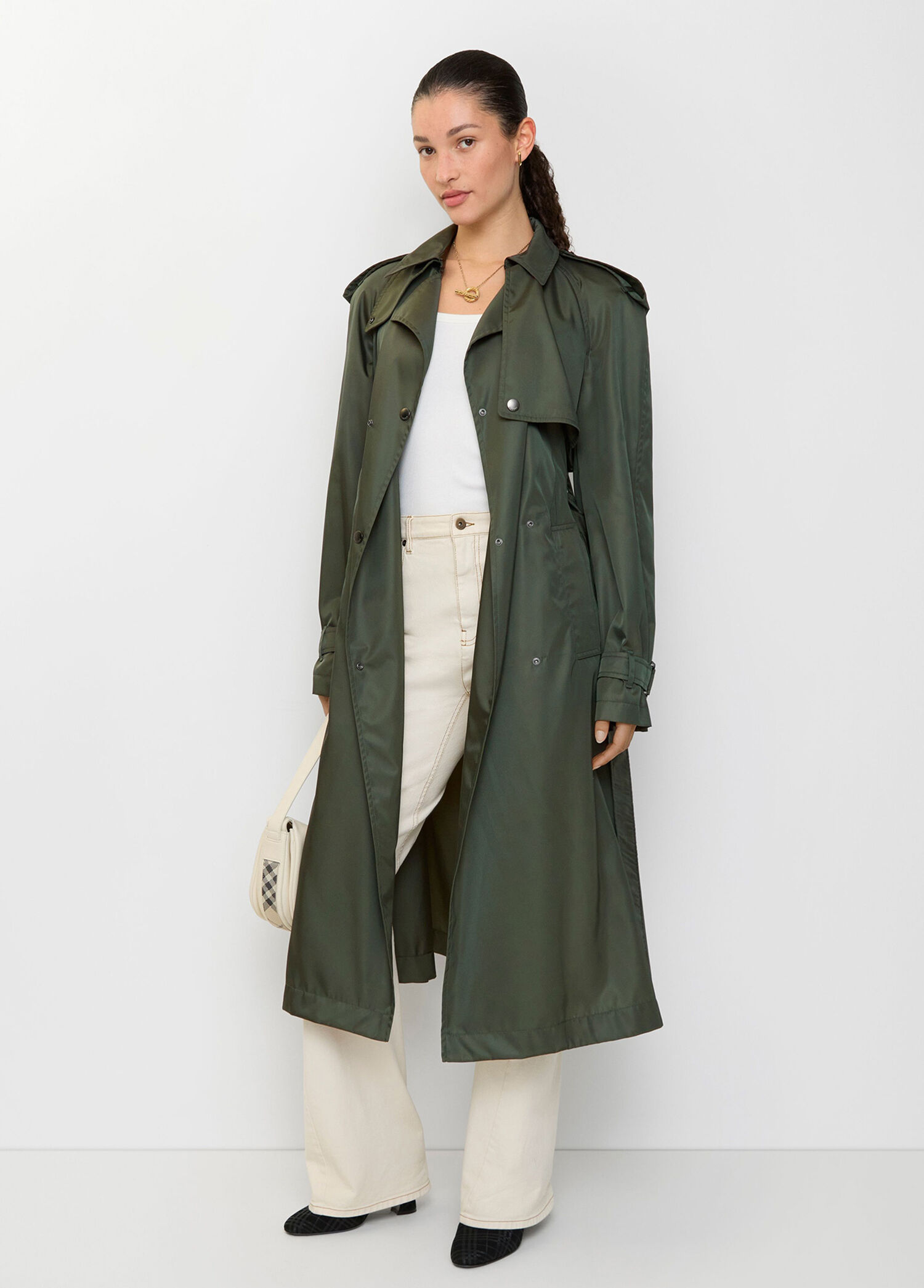 Burberry Yeşil Kadın Long Nylon Hooded Yeşil Kadın Trençkot