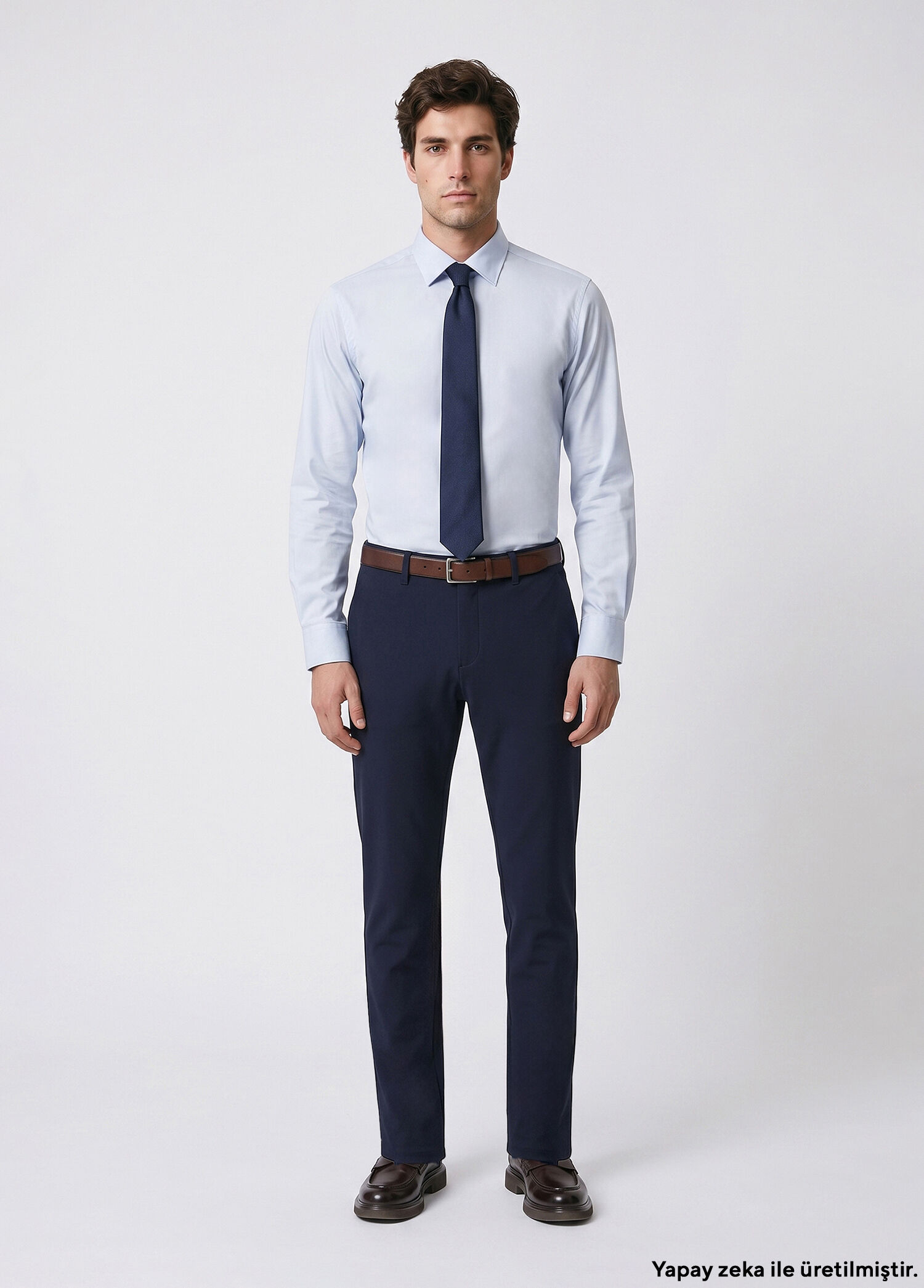 Navy Blue Woven Trousers With Elastic Waist