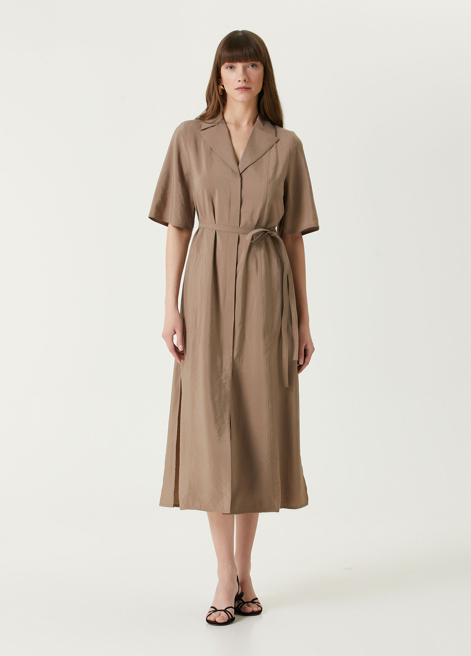 Joseph - Brown Midi Silk Dress