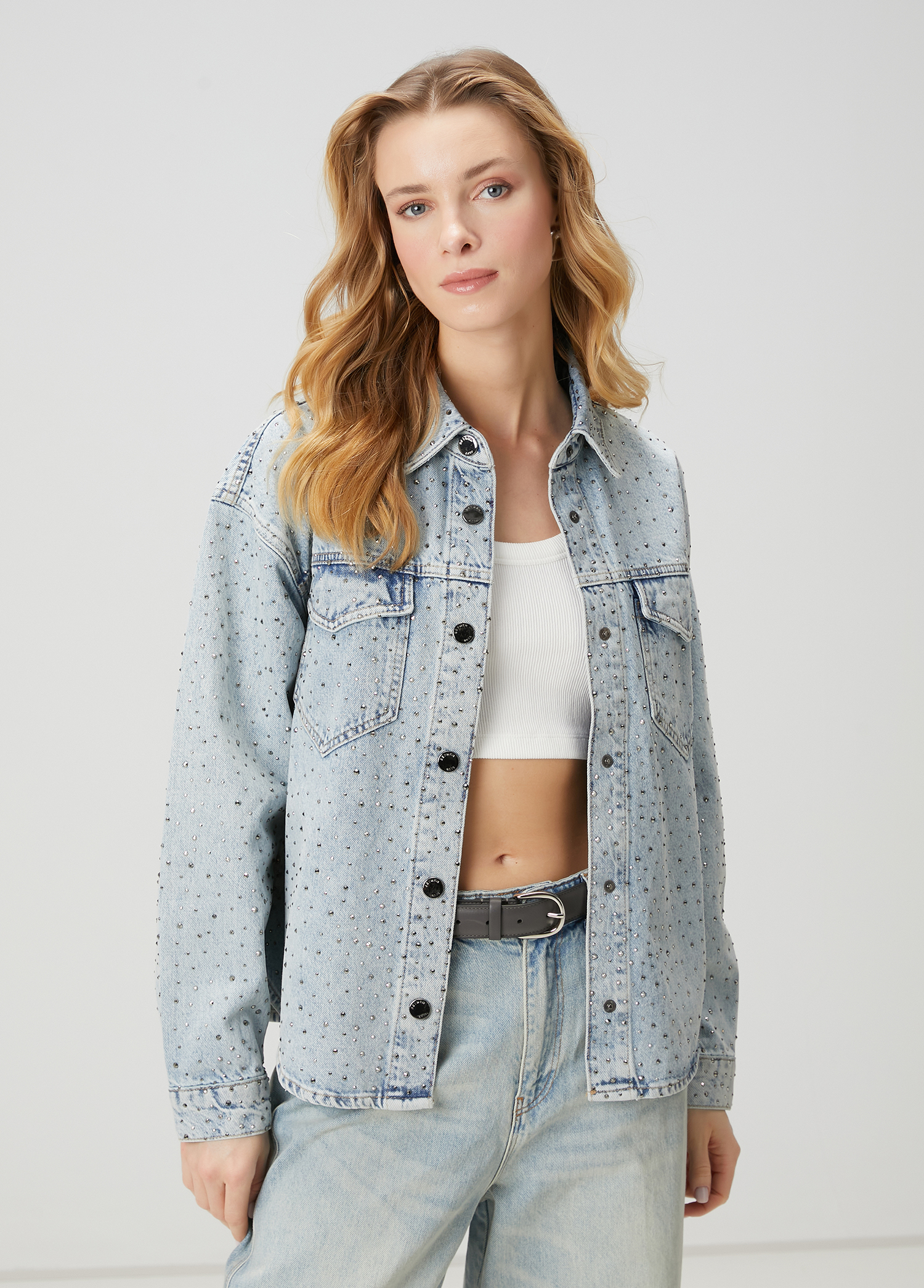 Mavi Taşlı Denim Ceket_4