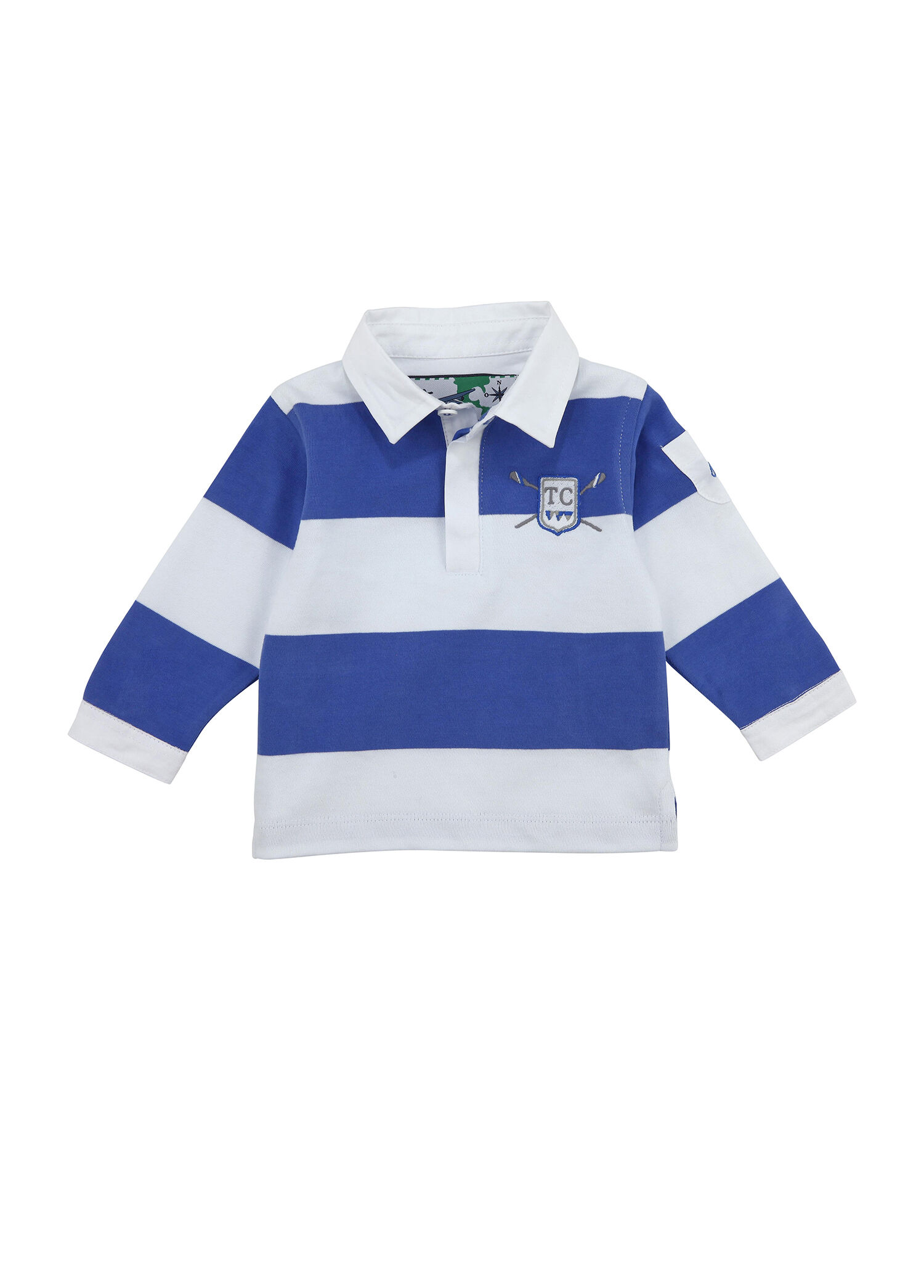 Mavi Beyaz Polo Yaka Erkek Bebek Sweatshirt