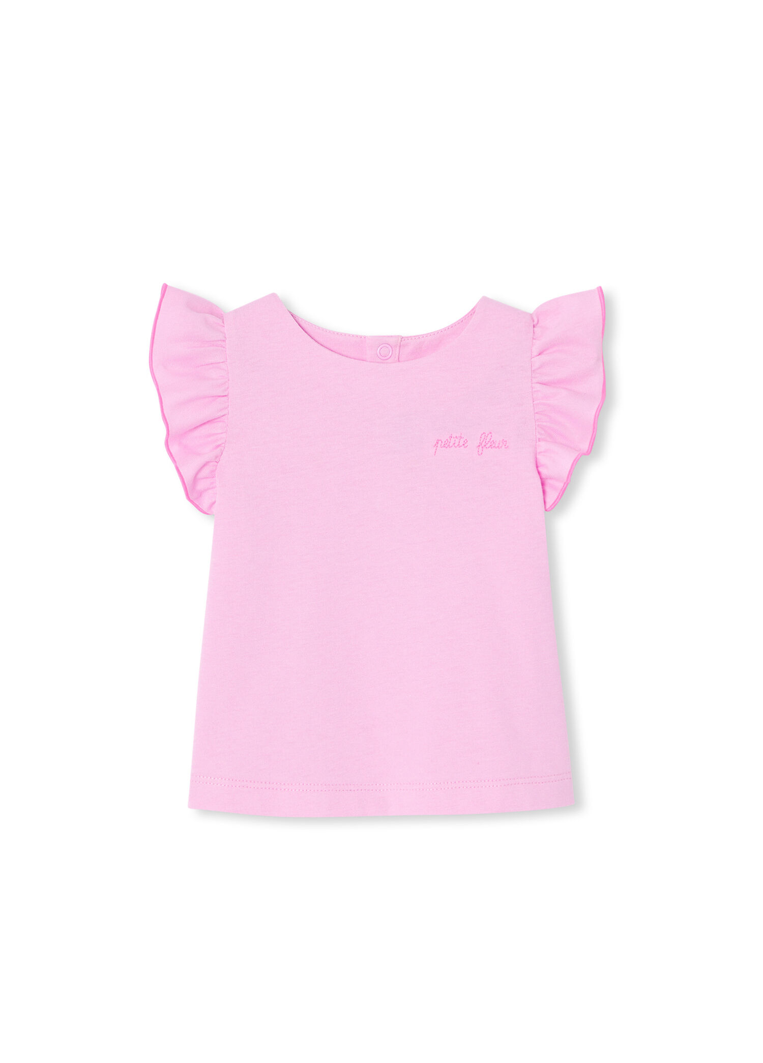 Pembe Fırfırlı Kısa Kollu Kız Bebek T-Shirt