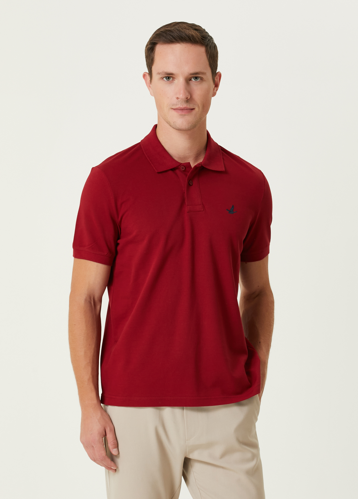 Comfort Fit Bordo Polo Yaka T-shirt