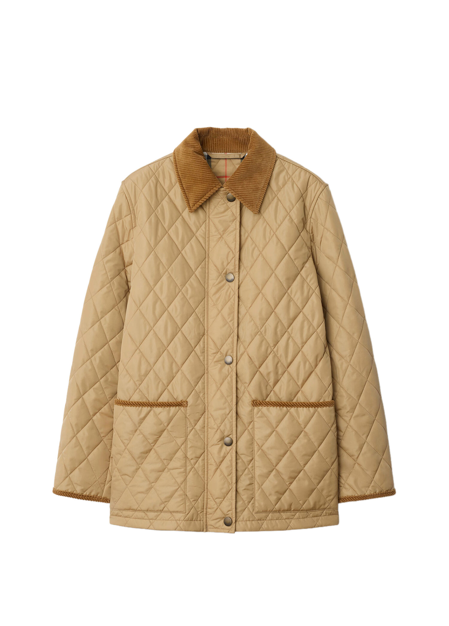 Quilted Nylon Barn Bej Kadın Mont