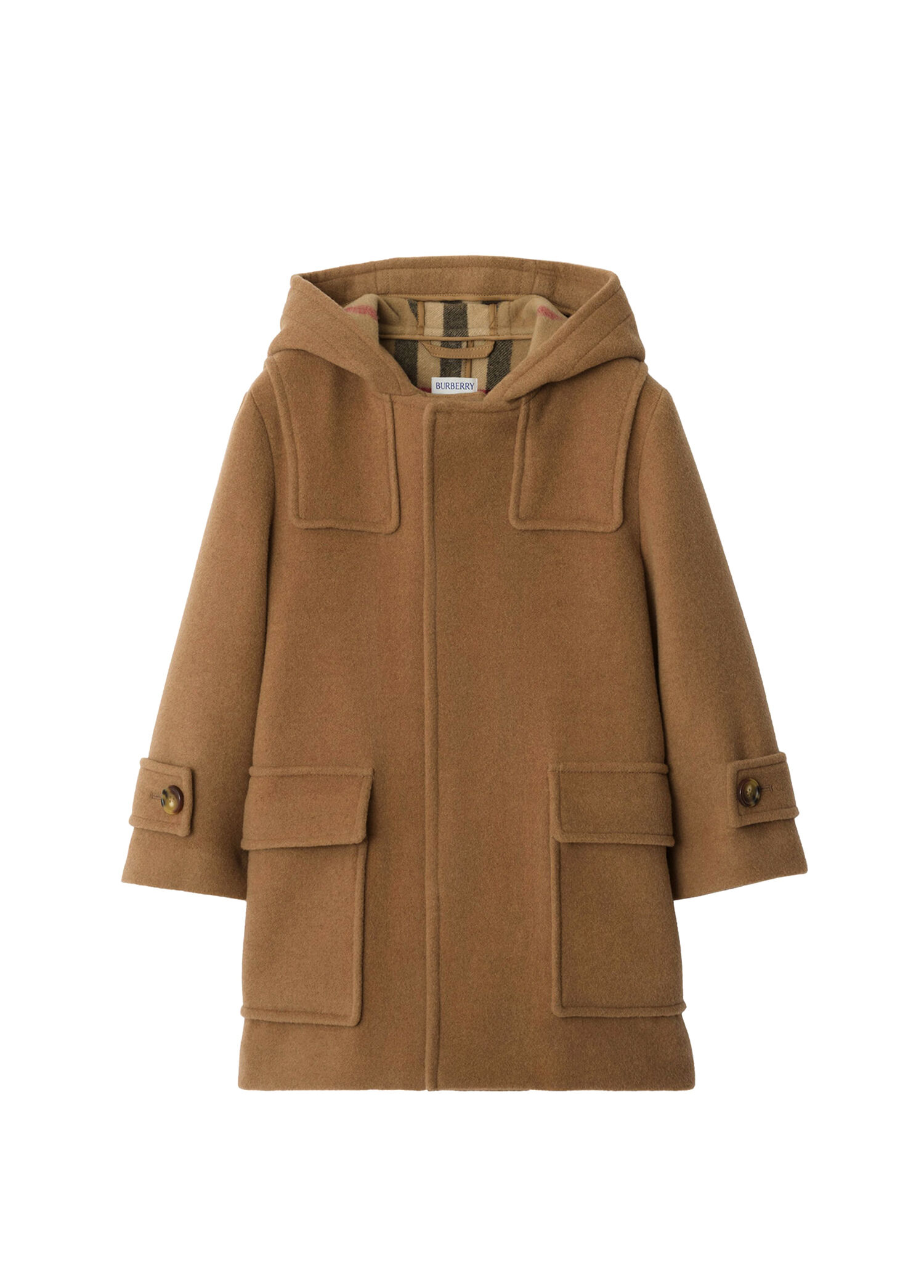 Edward Bej Yün Kapüşonlu Unisex Çocuk Kaban