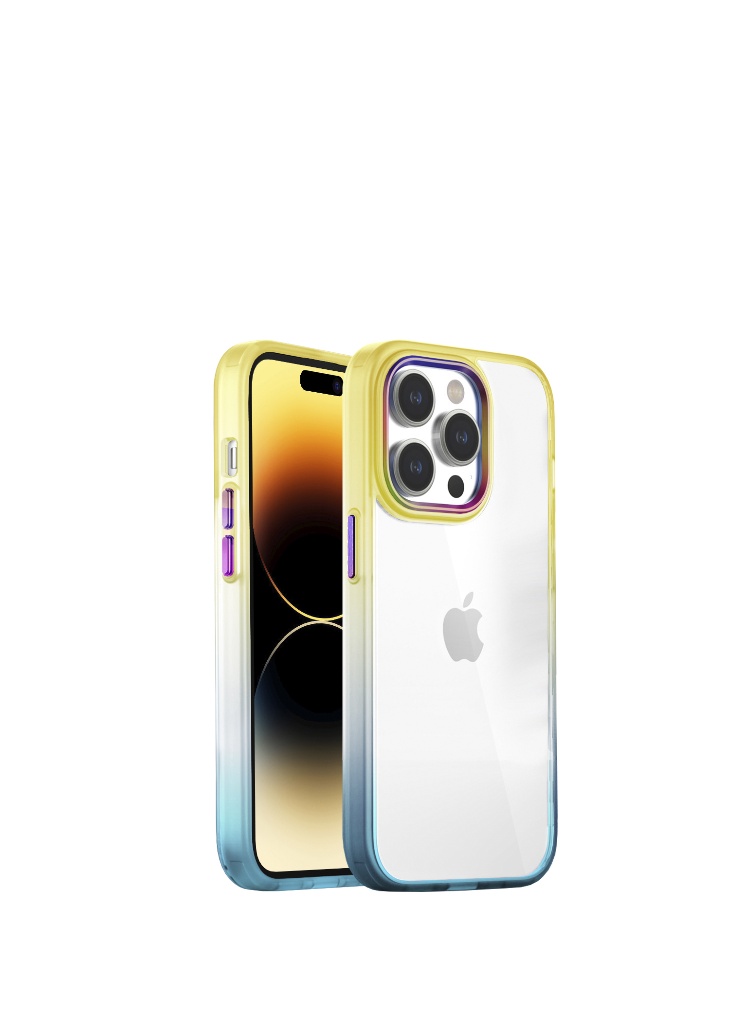 iPhone 14 Pro Air Bumper Rainbow Yellow Green Kılıf