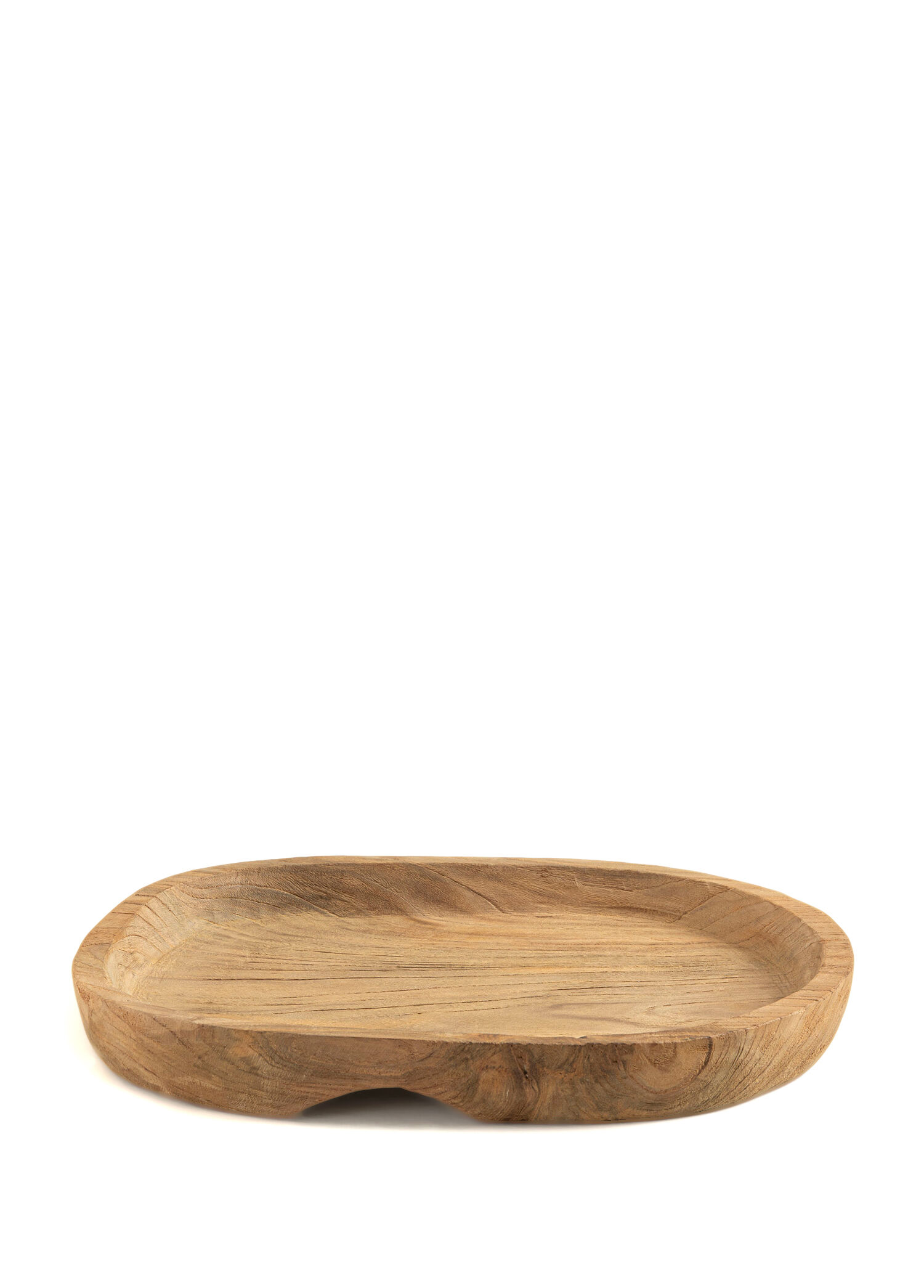 Rojo Oval Teak Natural Dekoratif Tepsi