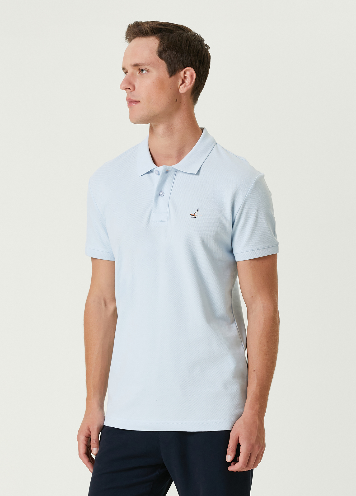 Slim Fit Açık Mavi Polo Yaka T-shirt_1