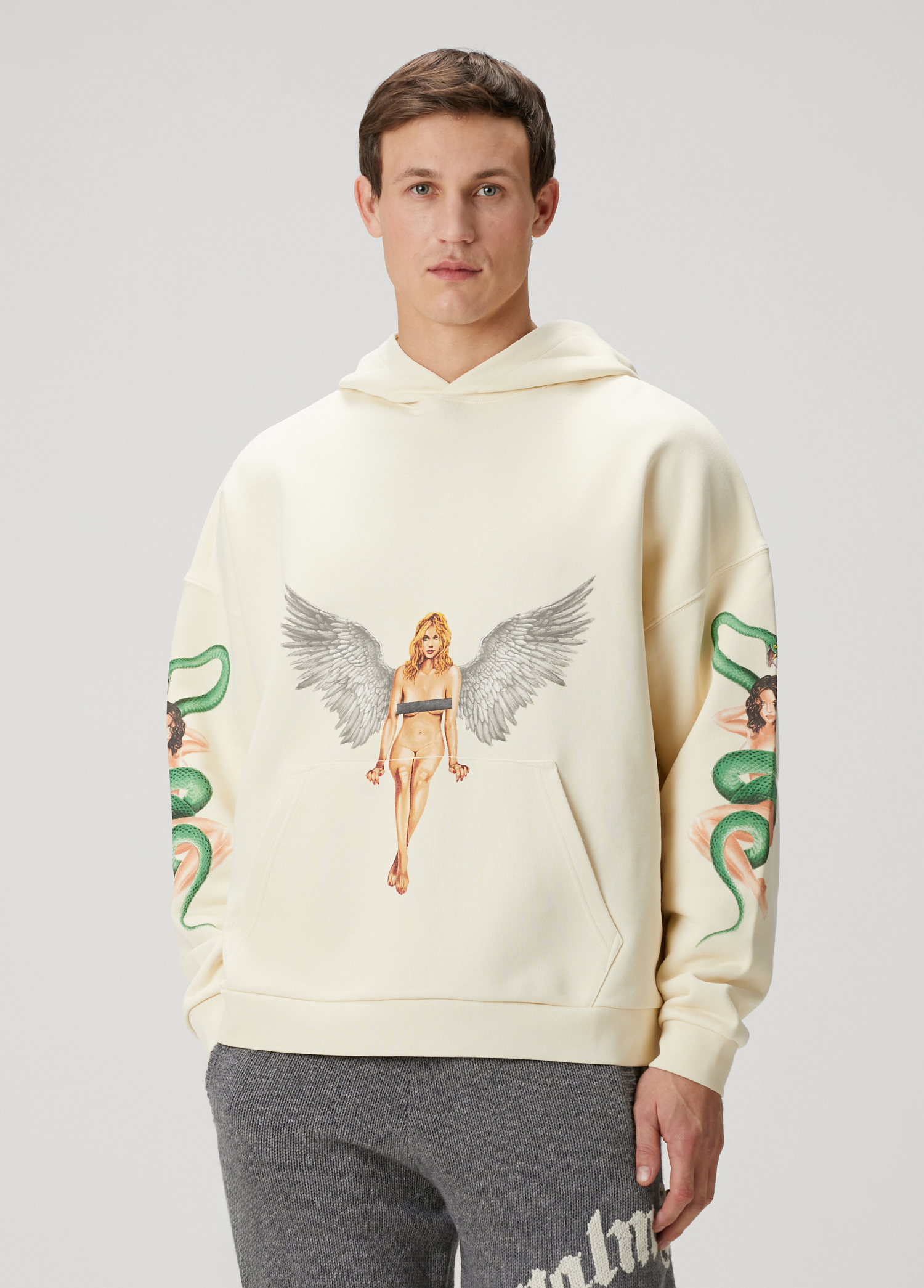 Pin Up Kırık Beyaz Kapüşonlu Sweatshirt