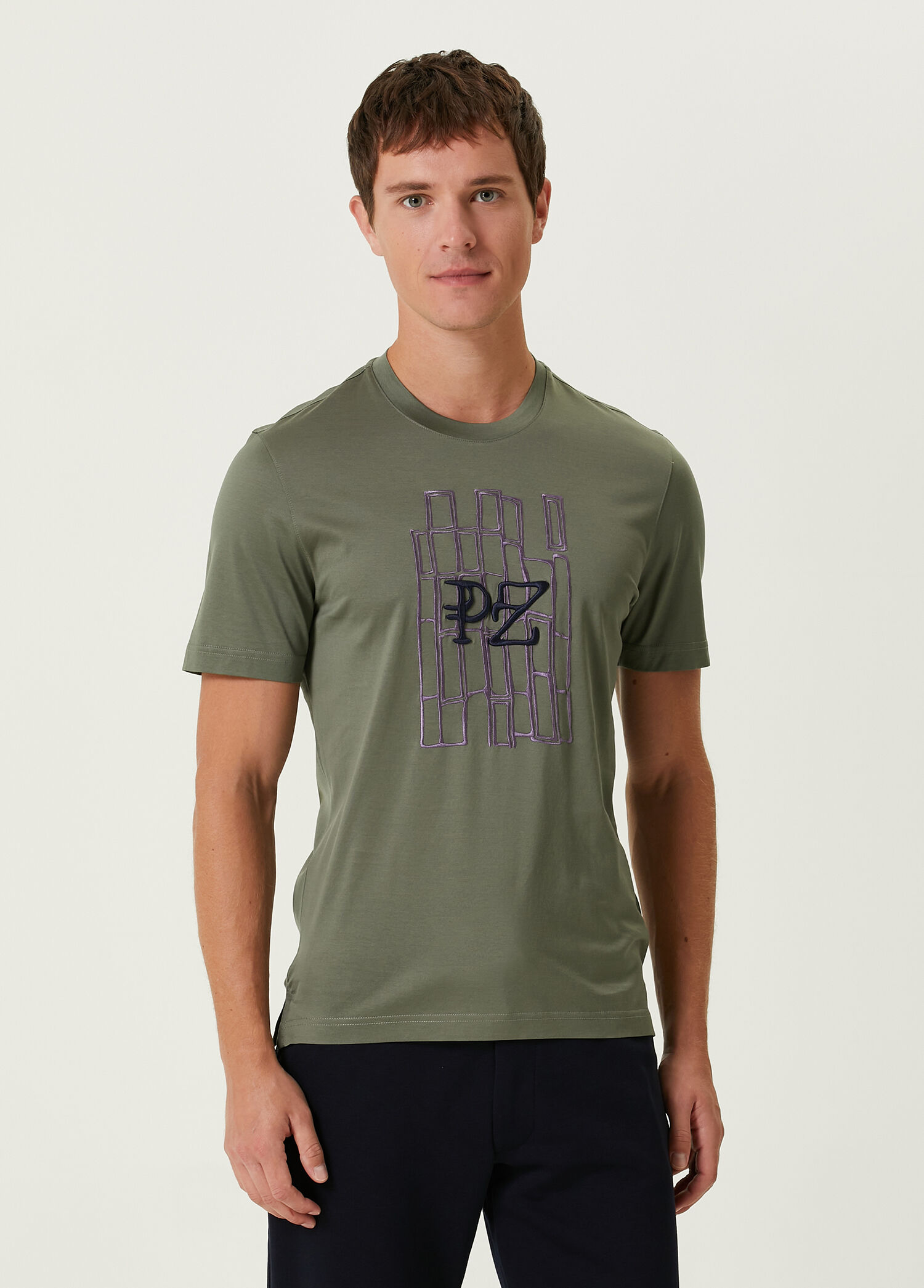 Yeşil Logo Nakışlı T-shirt