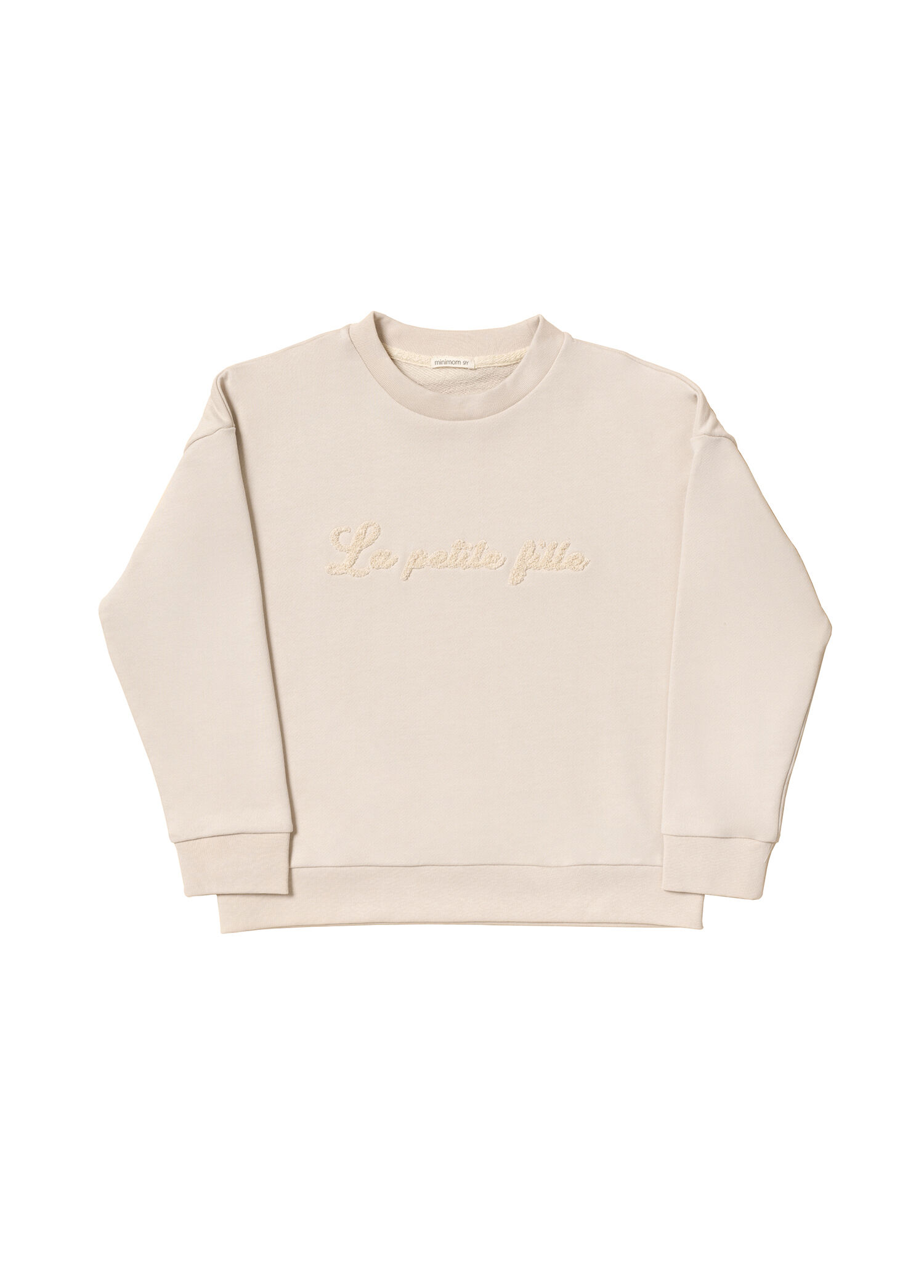 Krem Nakışlı Bisiklet Yaka Kız Çocuk Sweatshirt