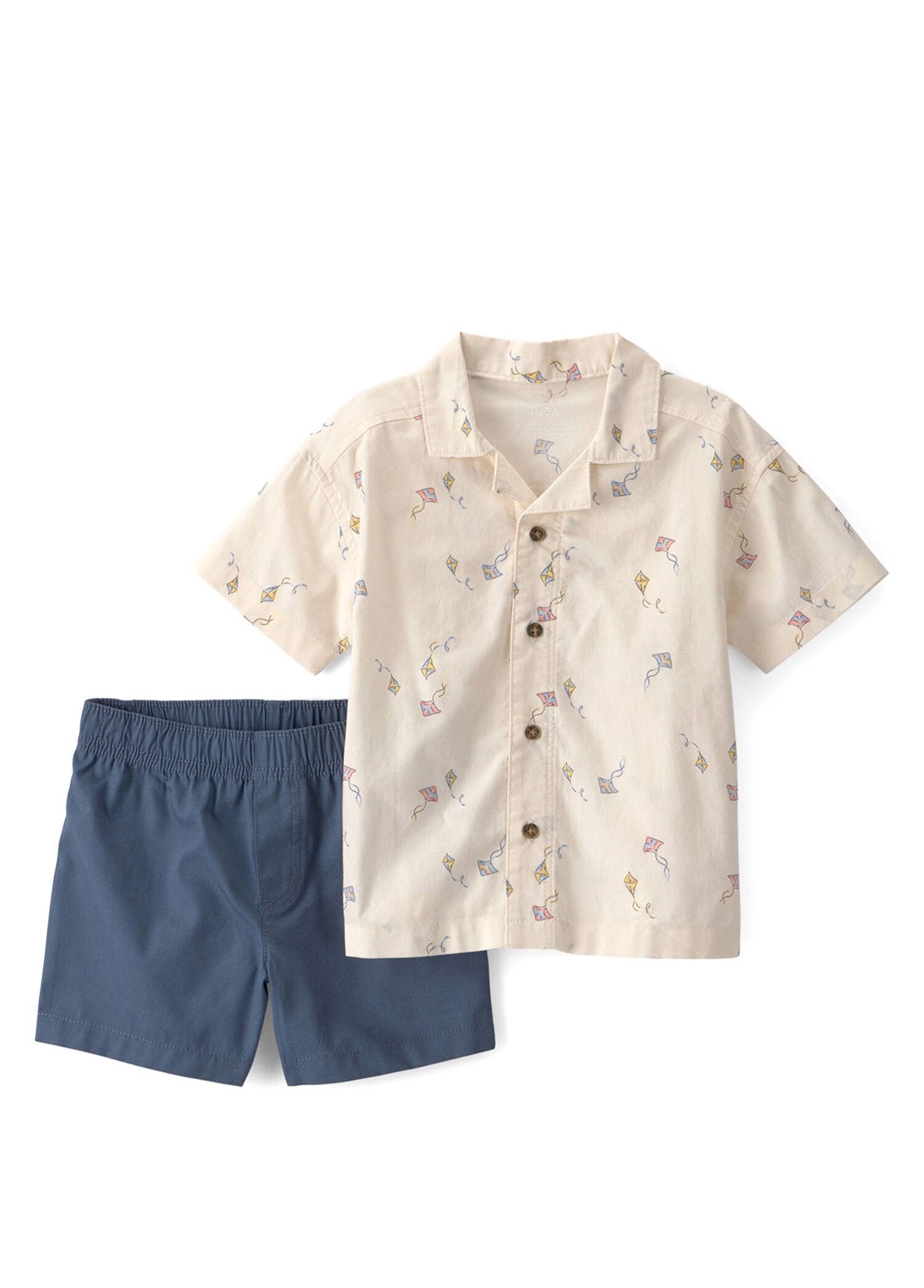 Colorful Kite Patterned Shirt Shorts Boy Set of 2