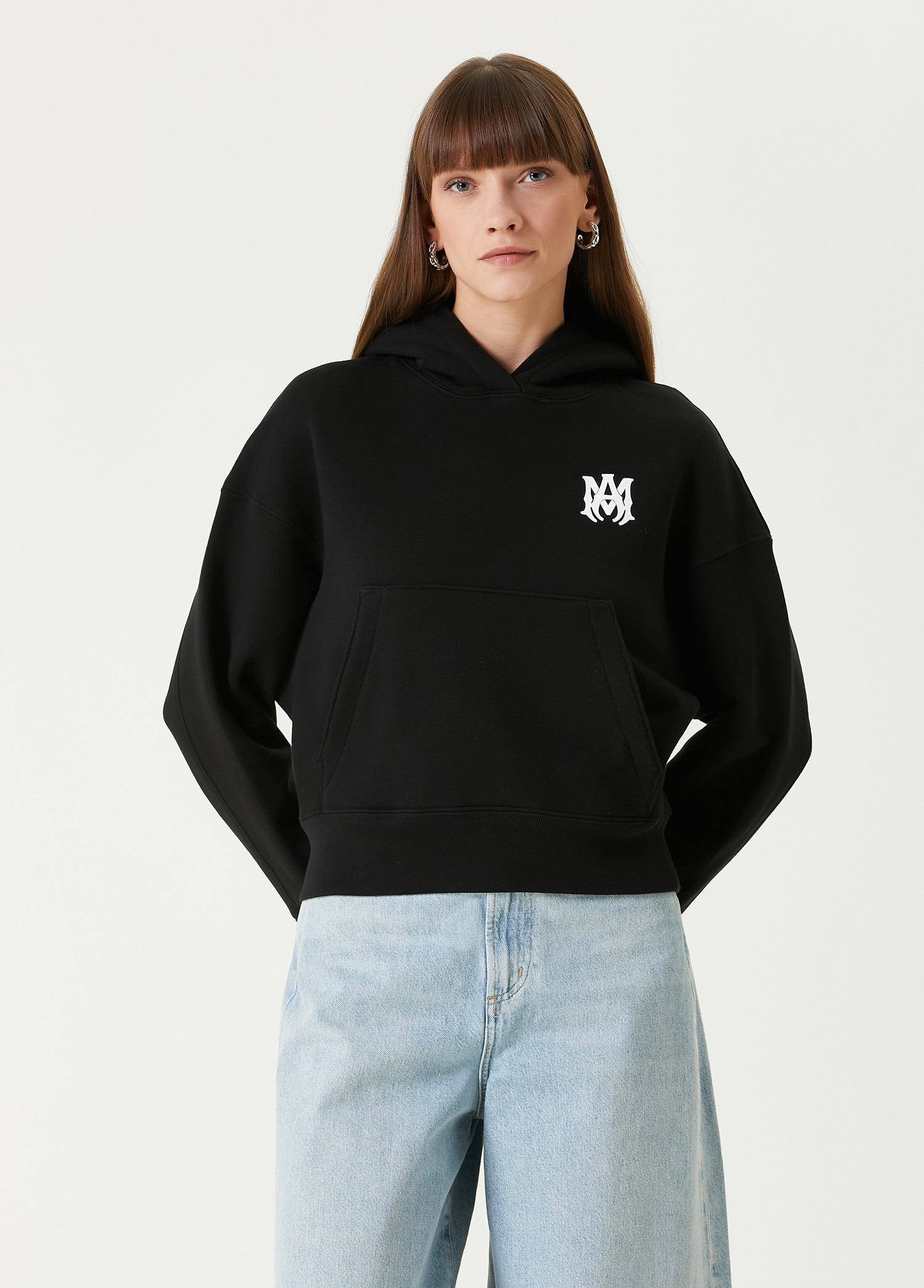 Siyah Kapüşonlu Logolu Sweatshirt