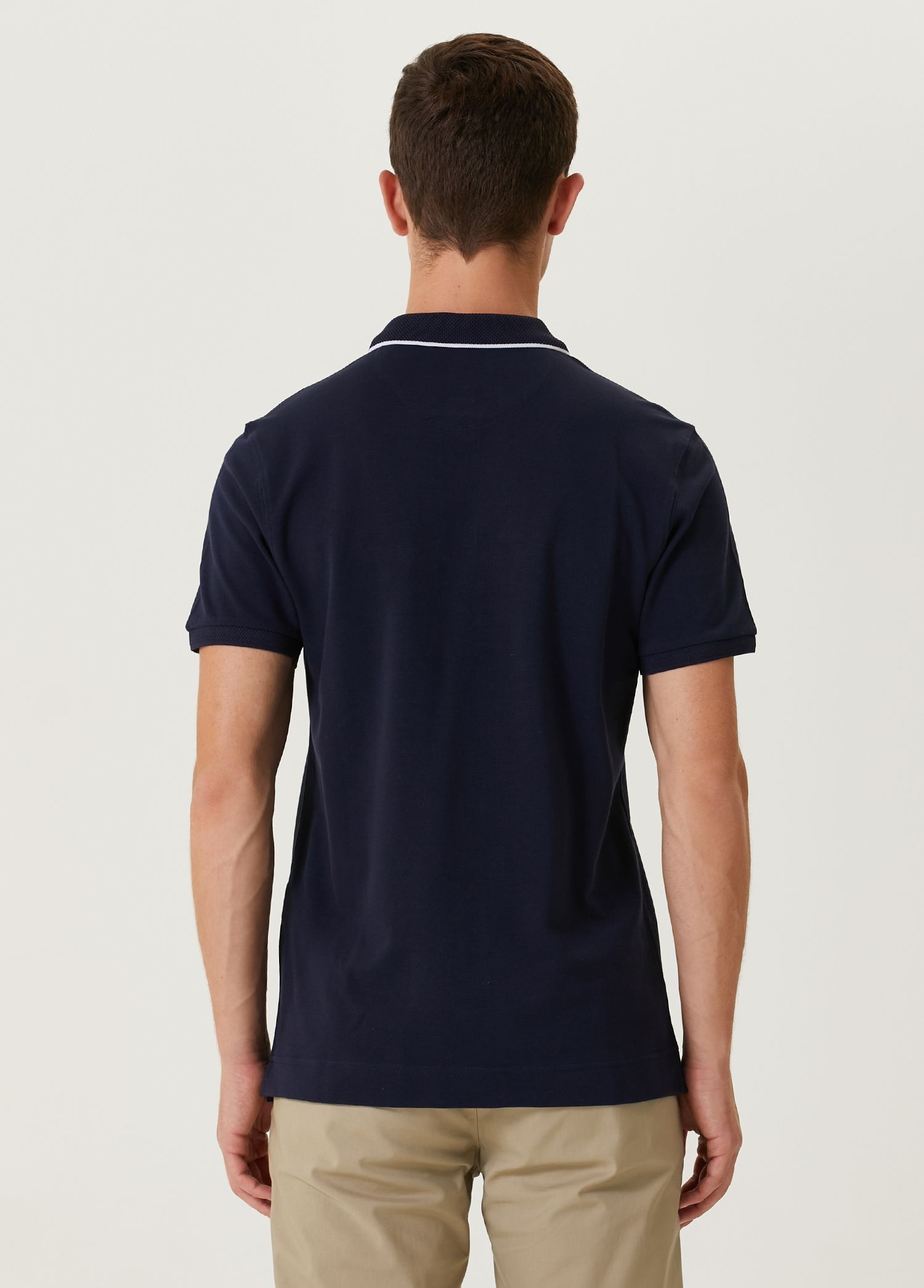 Slim Fit Lacivert Polo Yaka Pike T-shirt_4