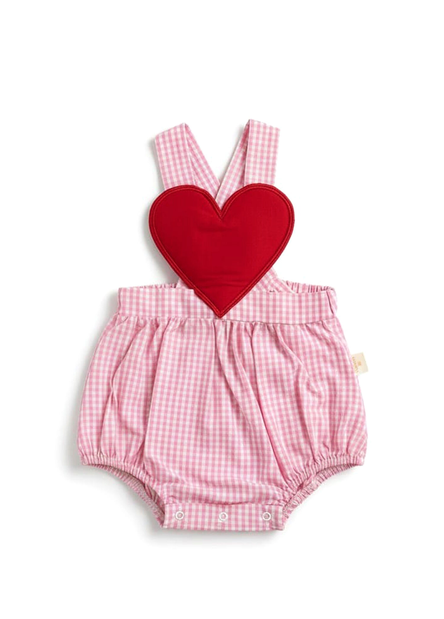 Little Love Pembe Ekose Kalp Desenli Pamuklu Kız Bebek Salopet