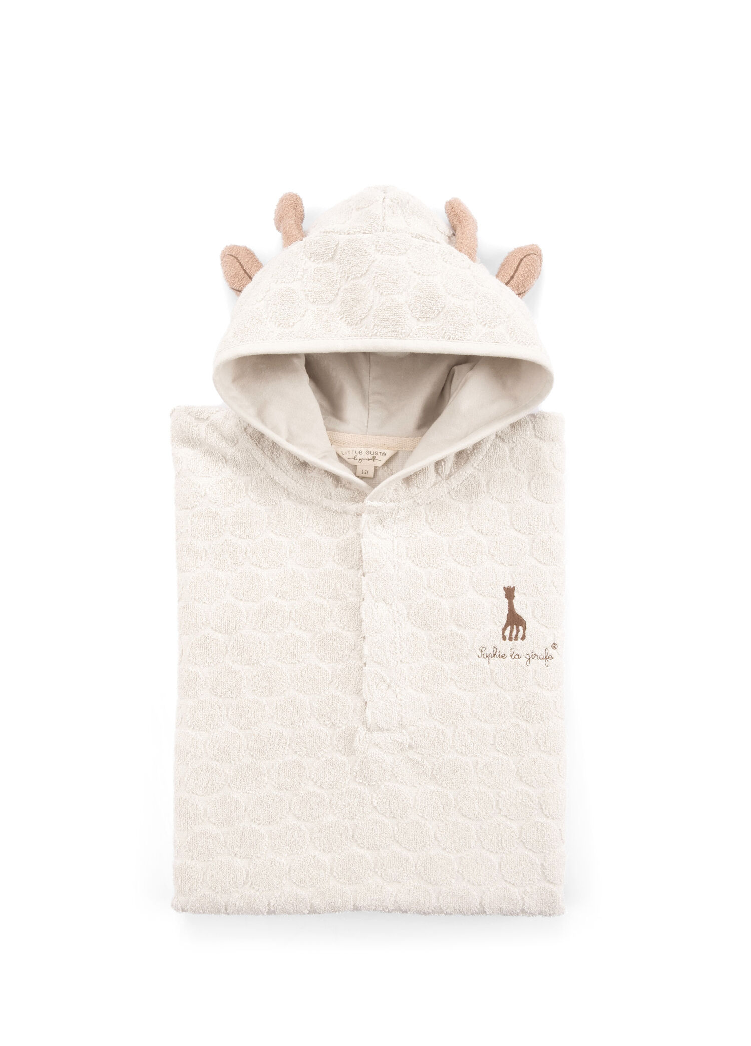 Sophie la Girafe Açık Bej Organik Pamuk Unisex Bebek Panço Havlu