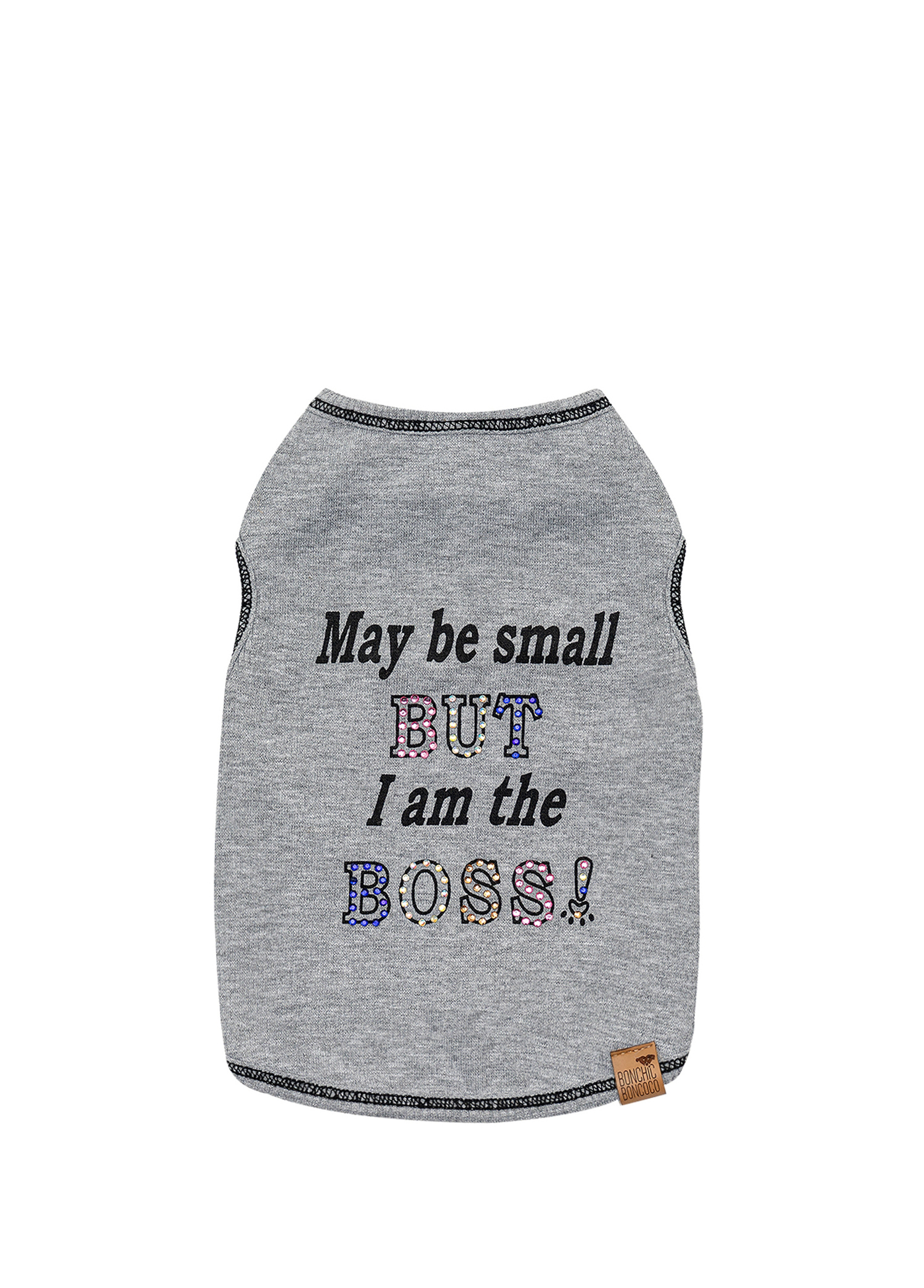 Boss Baskılı Gri Evcil Hayvan T-Shirt