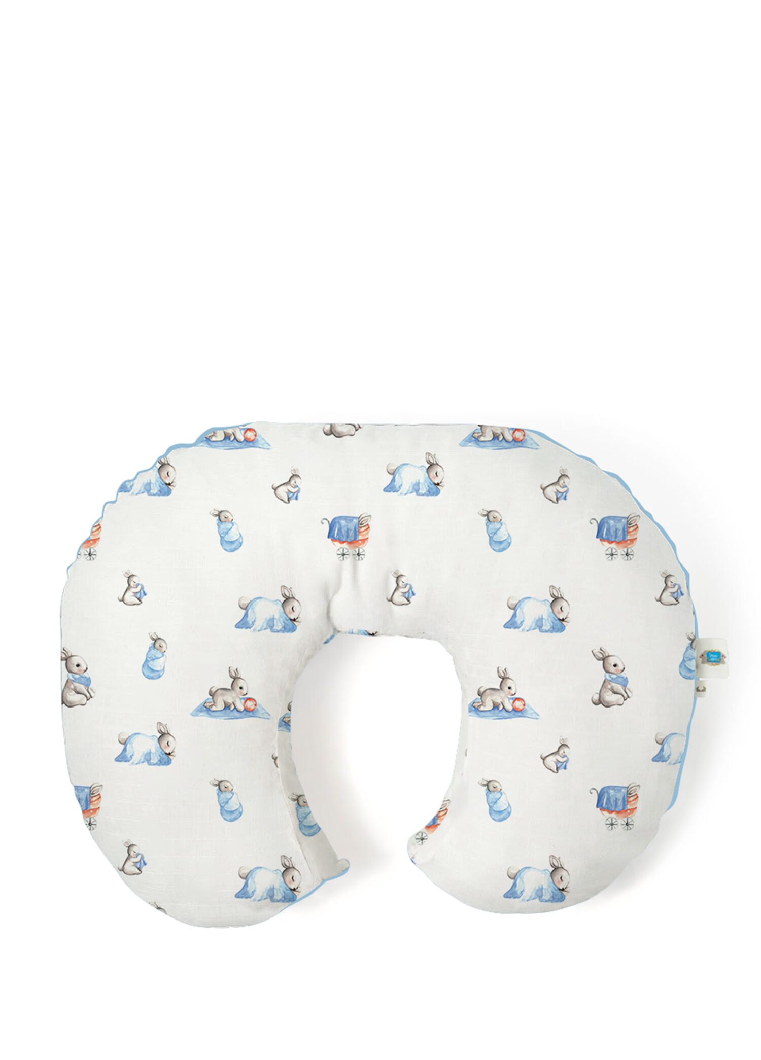 %100 Pamuk Bebe Lapin Mavi Müslin Bebek Emzirme Destek Yastığı