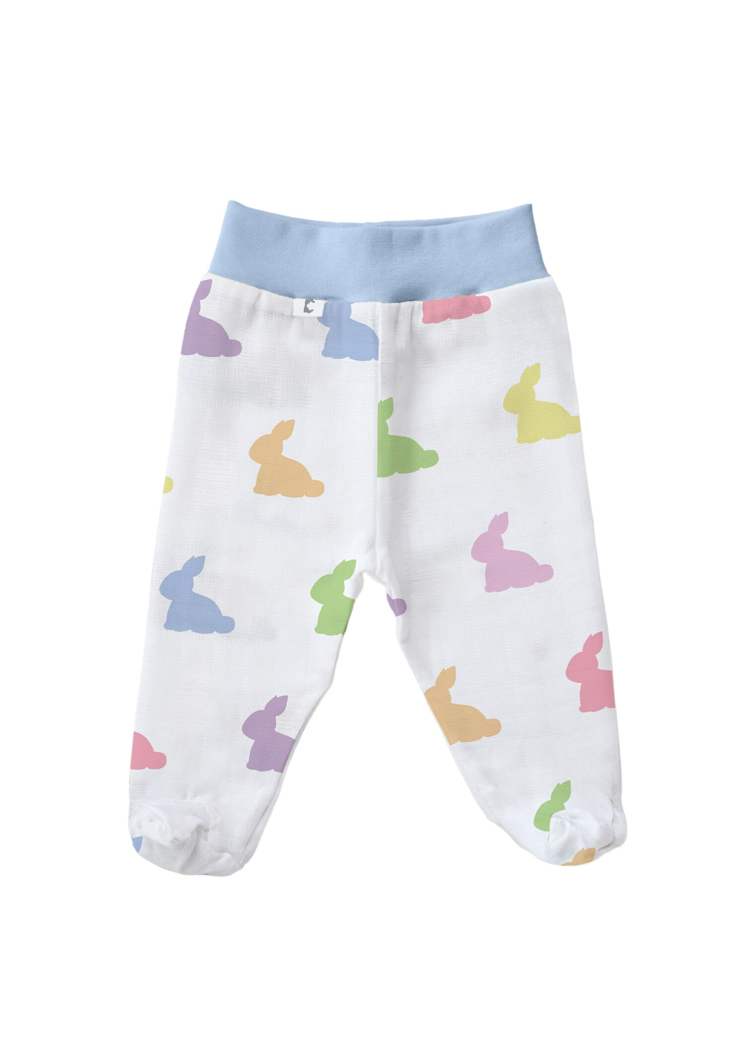 Rainbow Lapin Blue Müslin Unisex Bebek Patikli Pantolon
