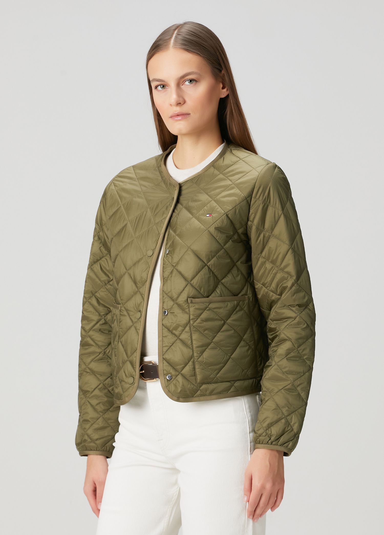 Tommy Hilfiger - Regular Fit Yeşil Kapitoneli Ceket - Yeşil
