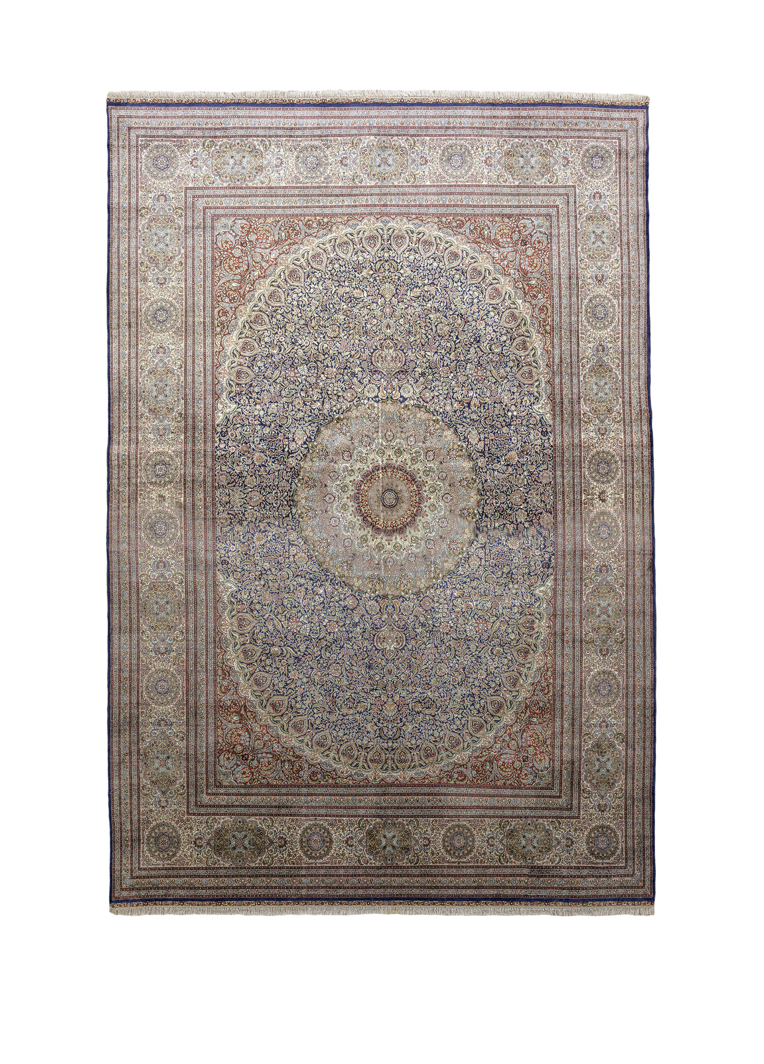 Varamin Madalyon Desenli İpek Halı 305x414 cm