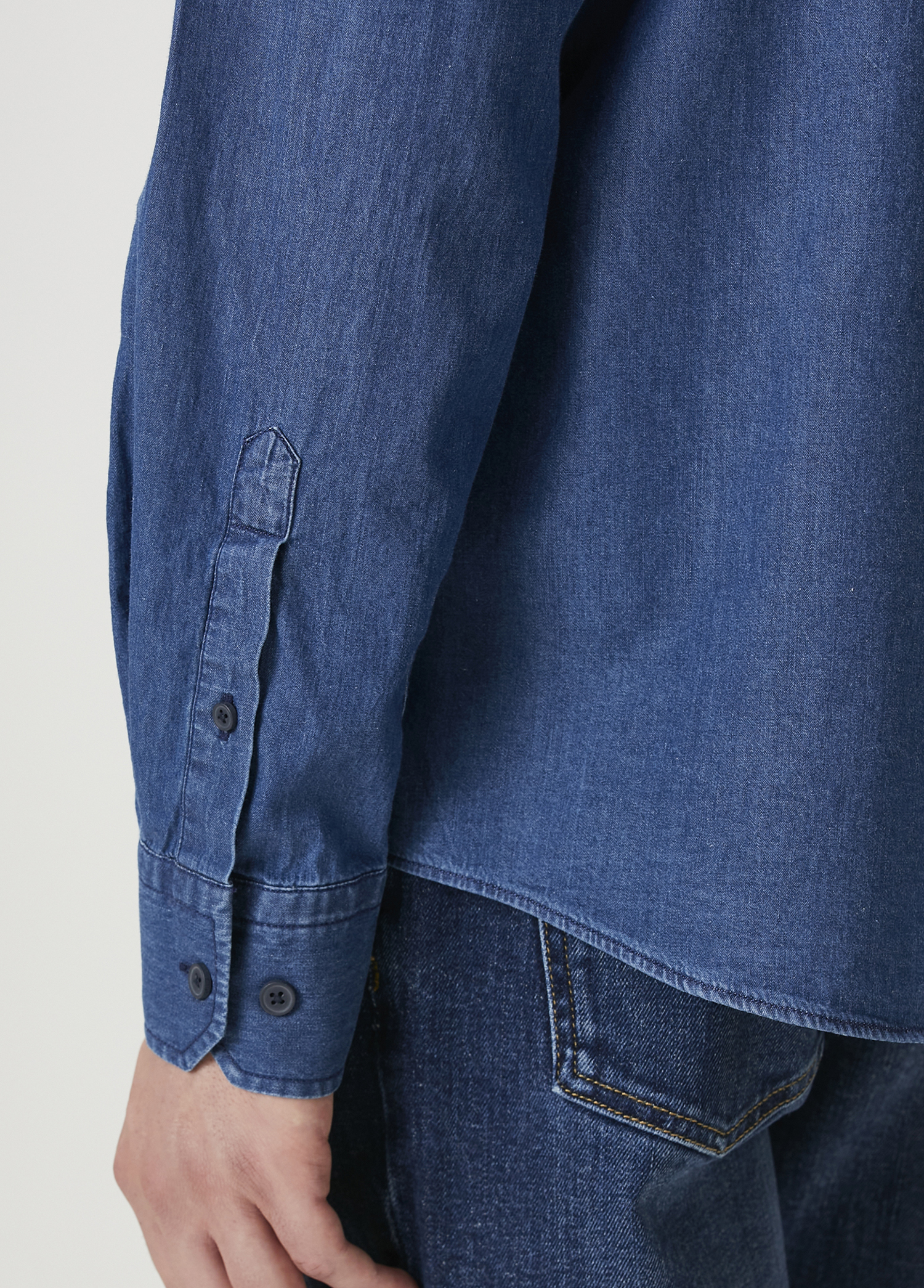 Comfort Fit Lacivert Denim Gömlek_6