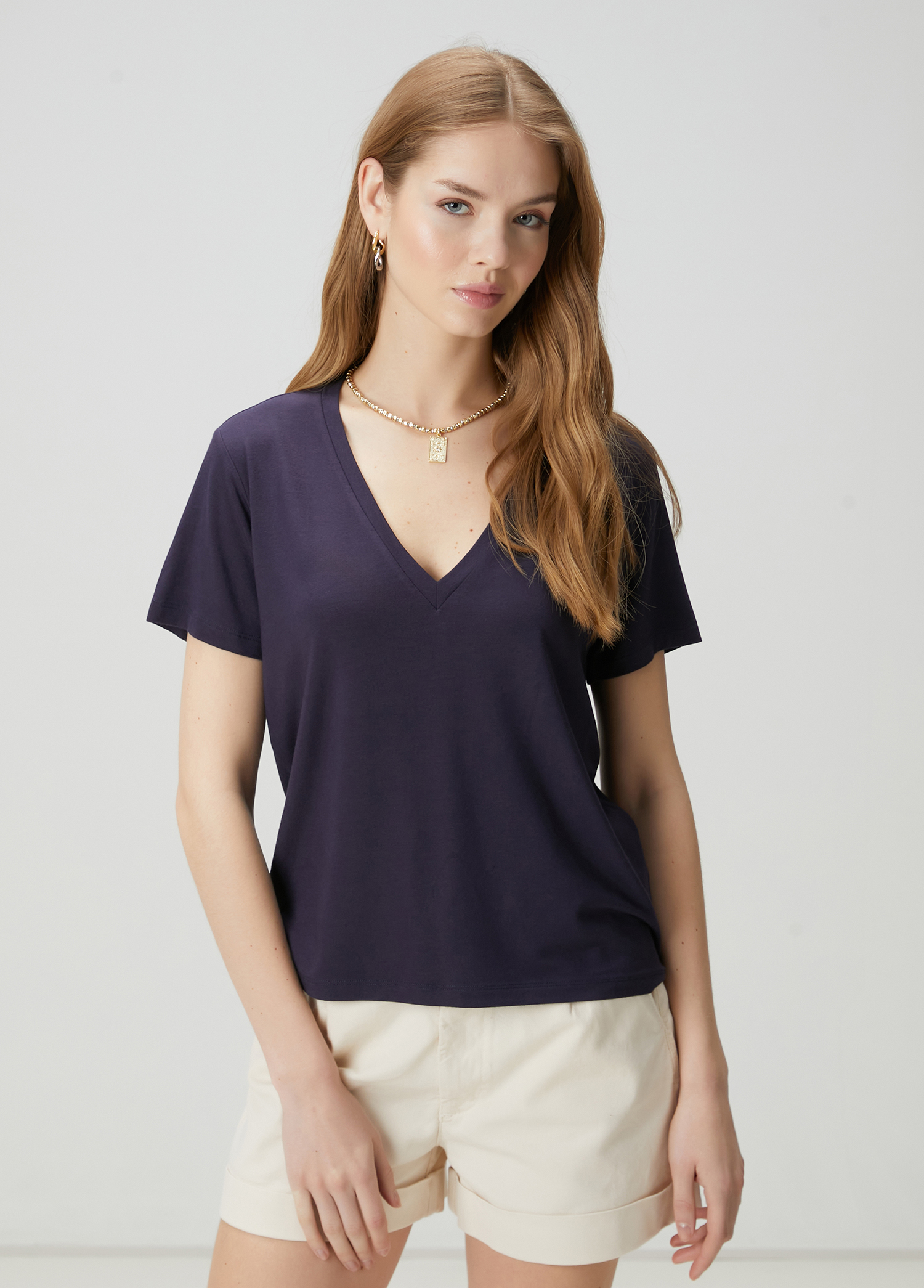 Lacivert Modal T-shirt