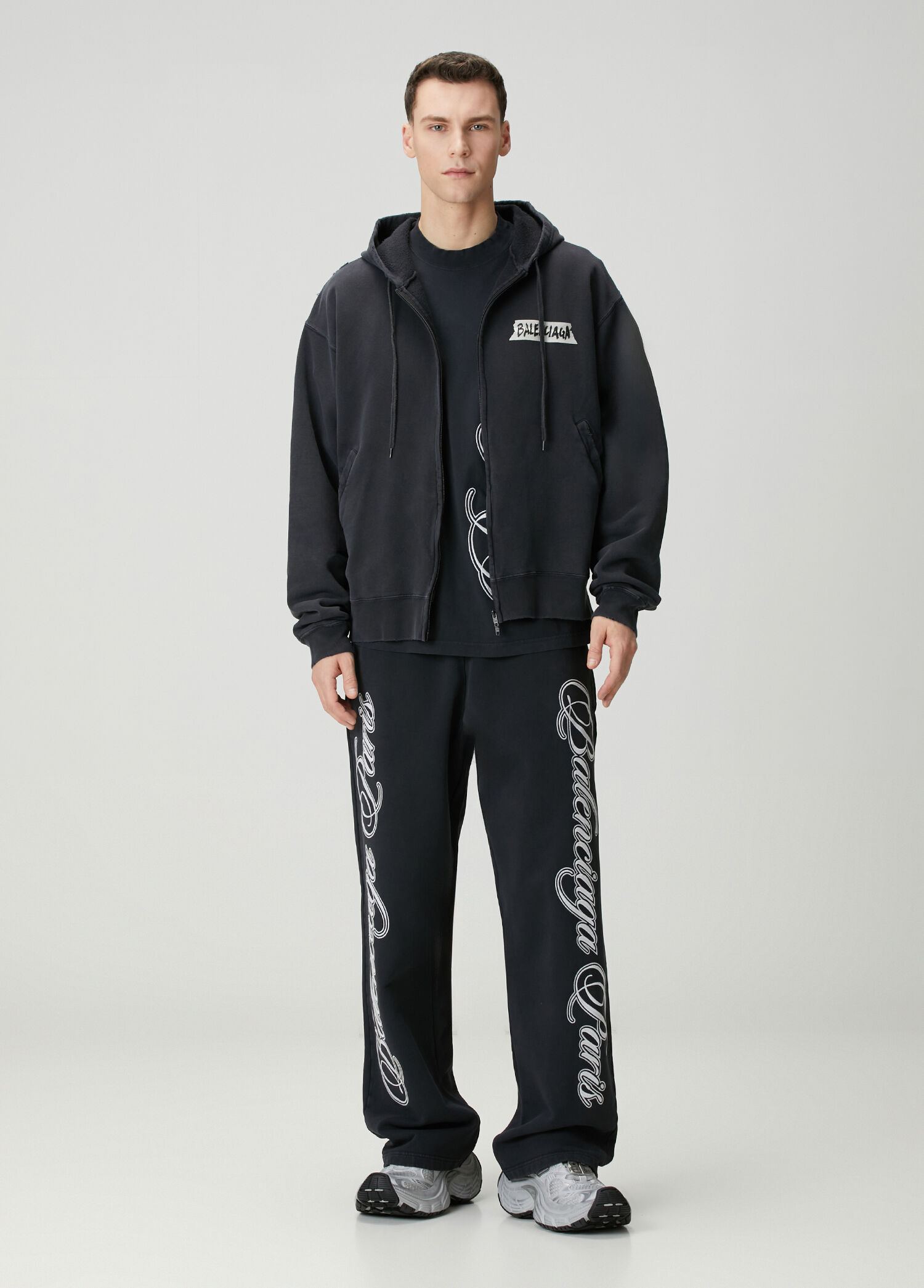 Cursive Siyah Baggy Eşofman Altı