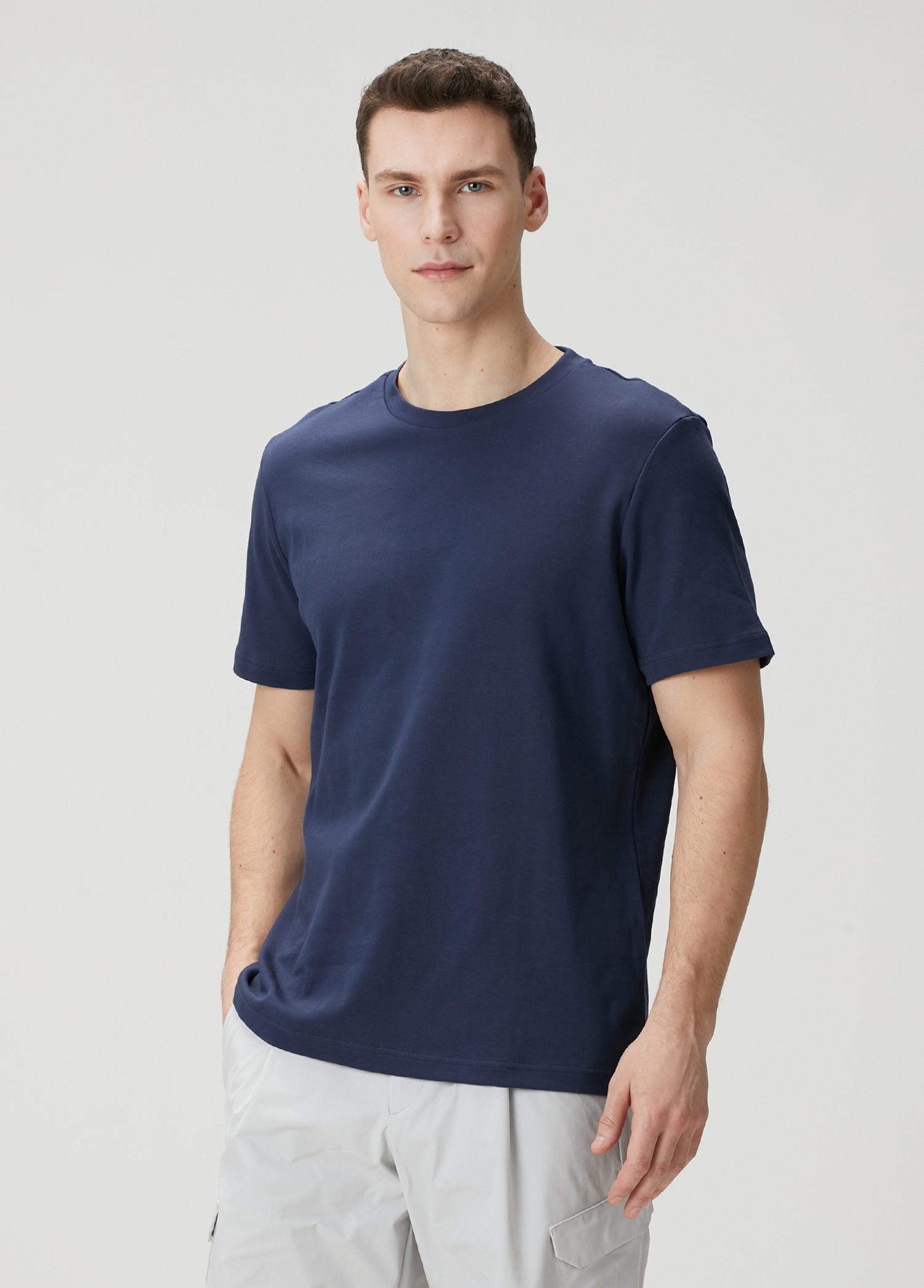 Regular Fit Lacivert Interlok T-shirt_2