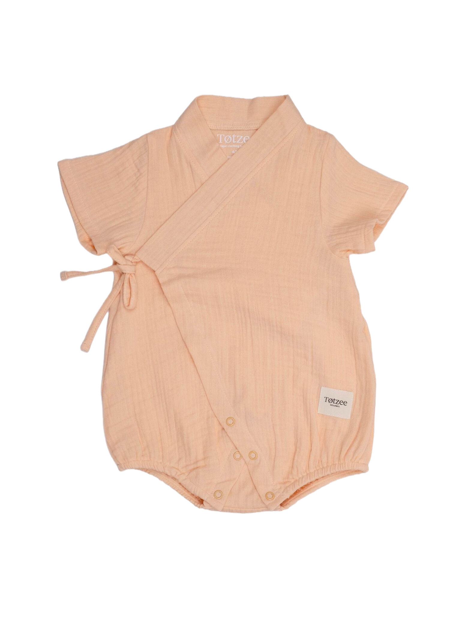 Açık Somon Müslin Unisex Bebek Kısa Kimono Tulum