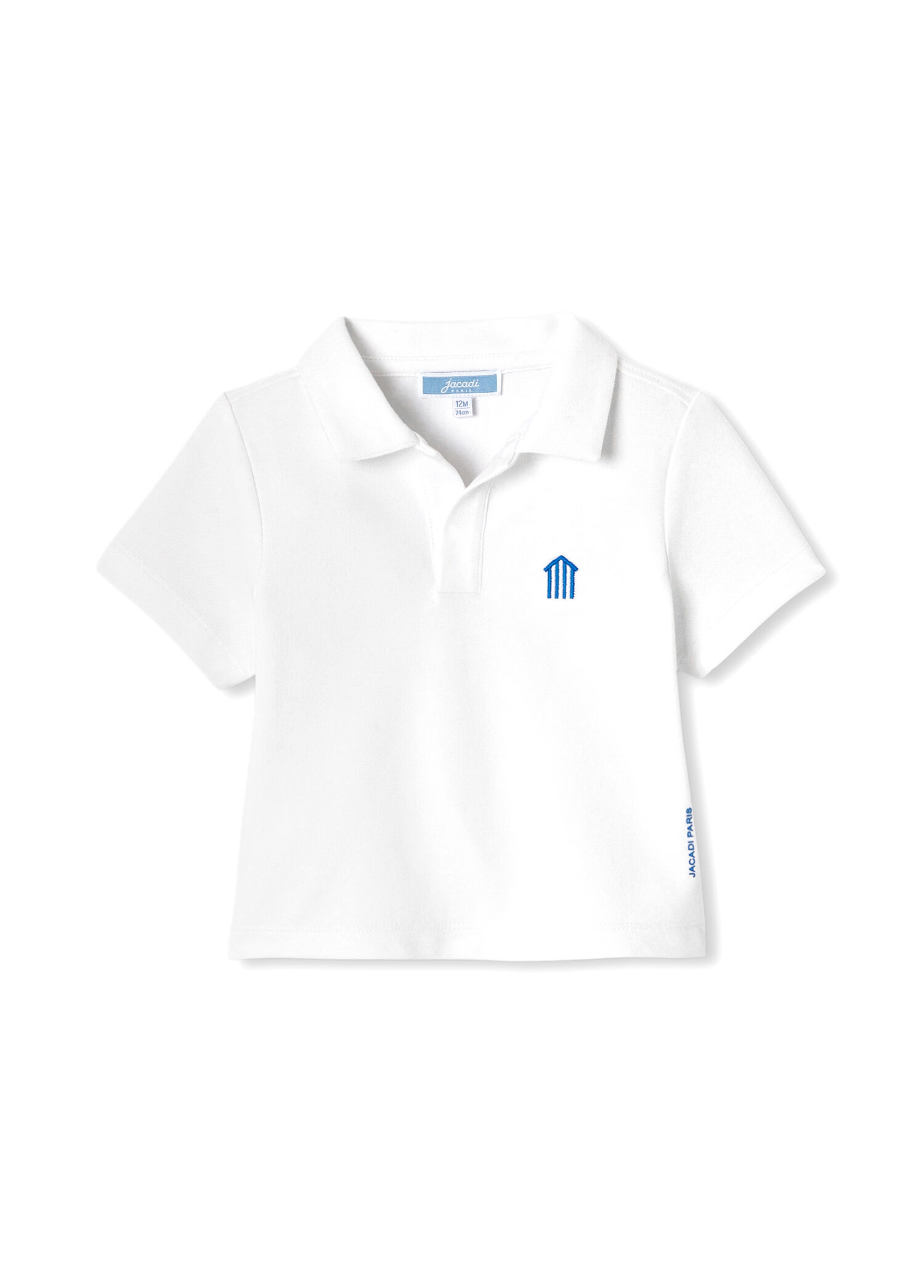 P Jacadi Paris White Mercerized Cotton Polo Neck Short Sleeve Baby Boy T Shirt