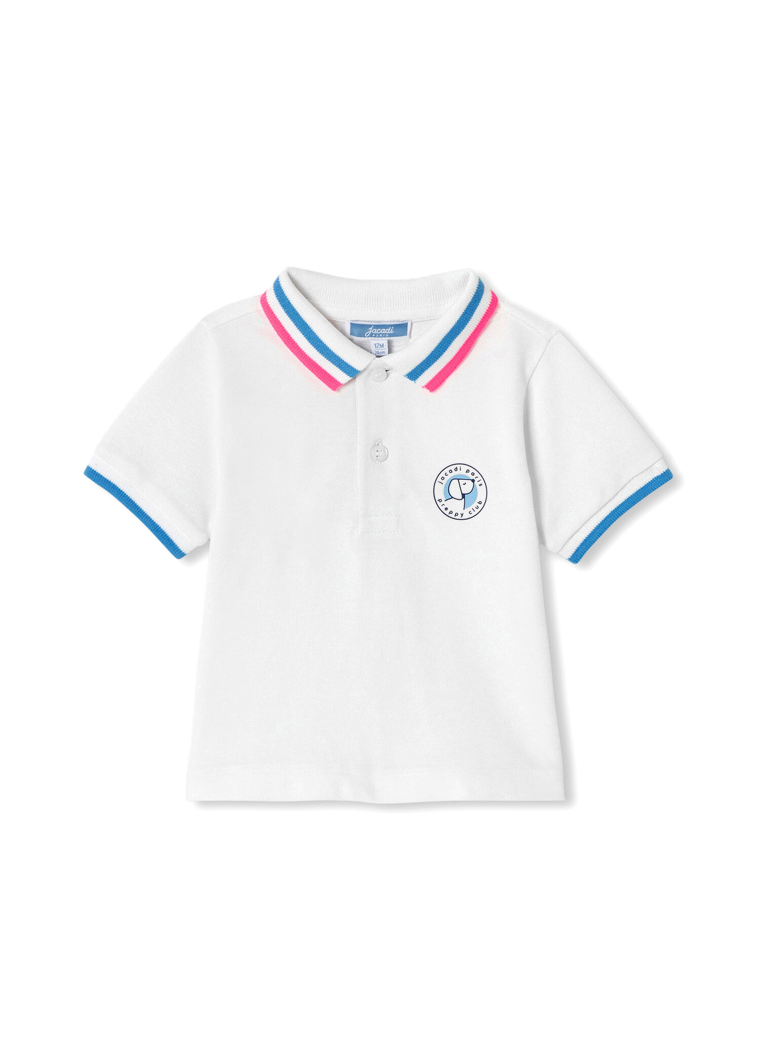 Beyaz Pike Polo Yaka Kısa Kollu Erkek Bebek T-Shirt