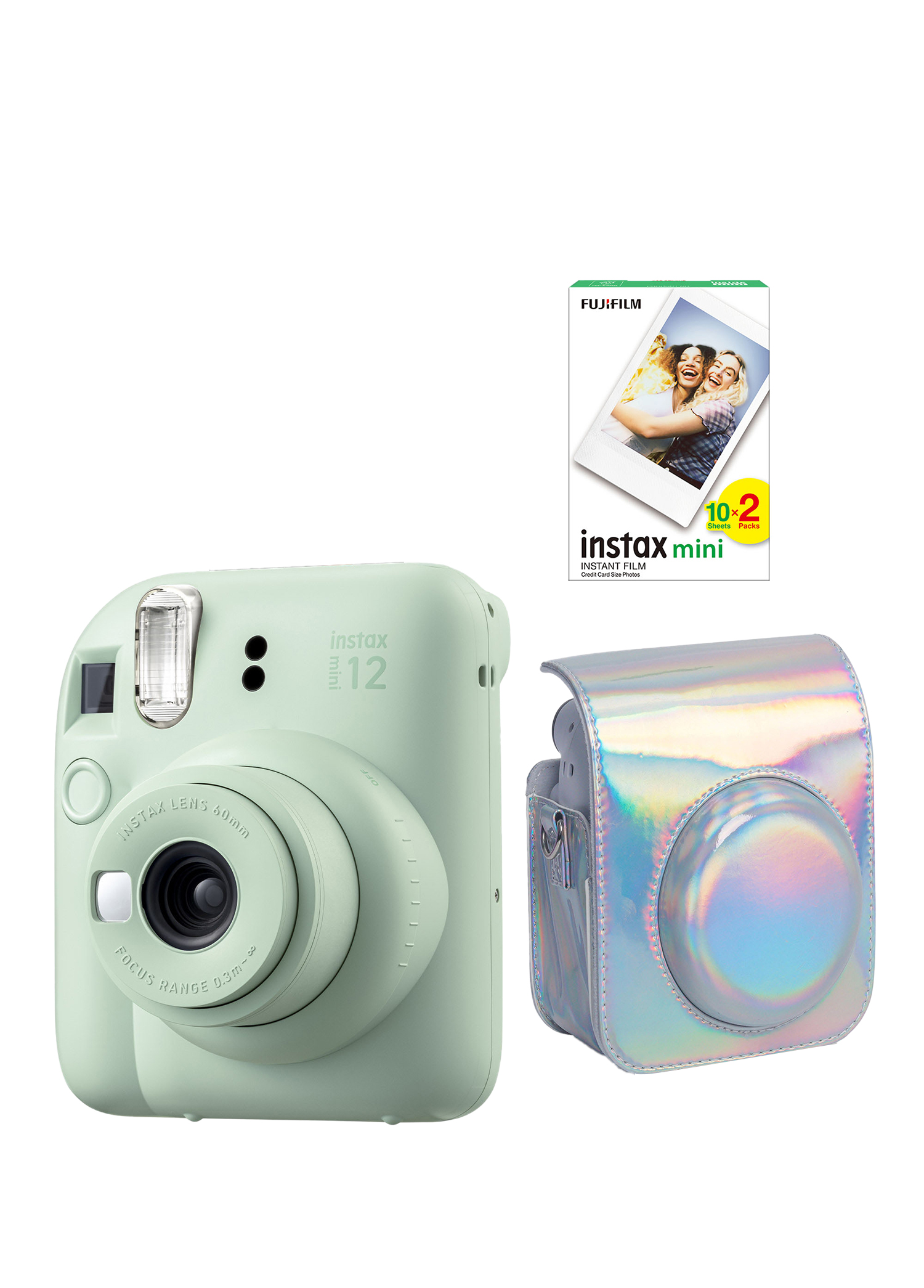 Instax Mini 12 Yeşil Fotoğraf Makinesi + 20'li Film ve Parlak Kılıflı Yeşil Fotoğraf Makinesi