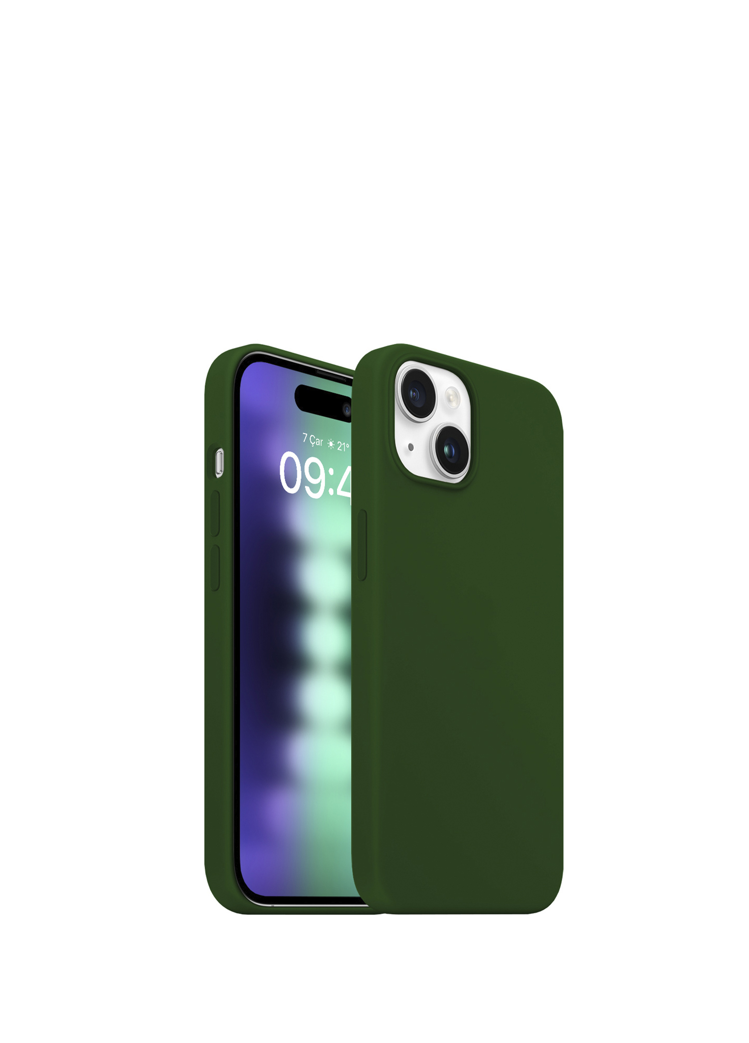 Dark Green iPhone 15 Plus Rubber Fit Kılıf