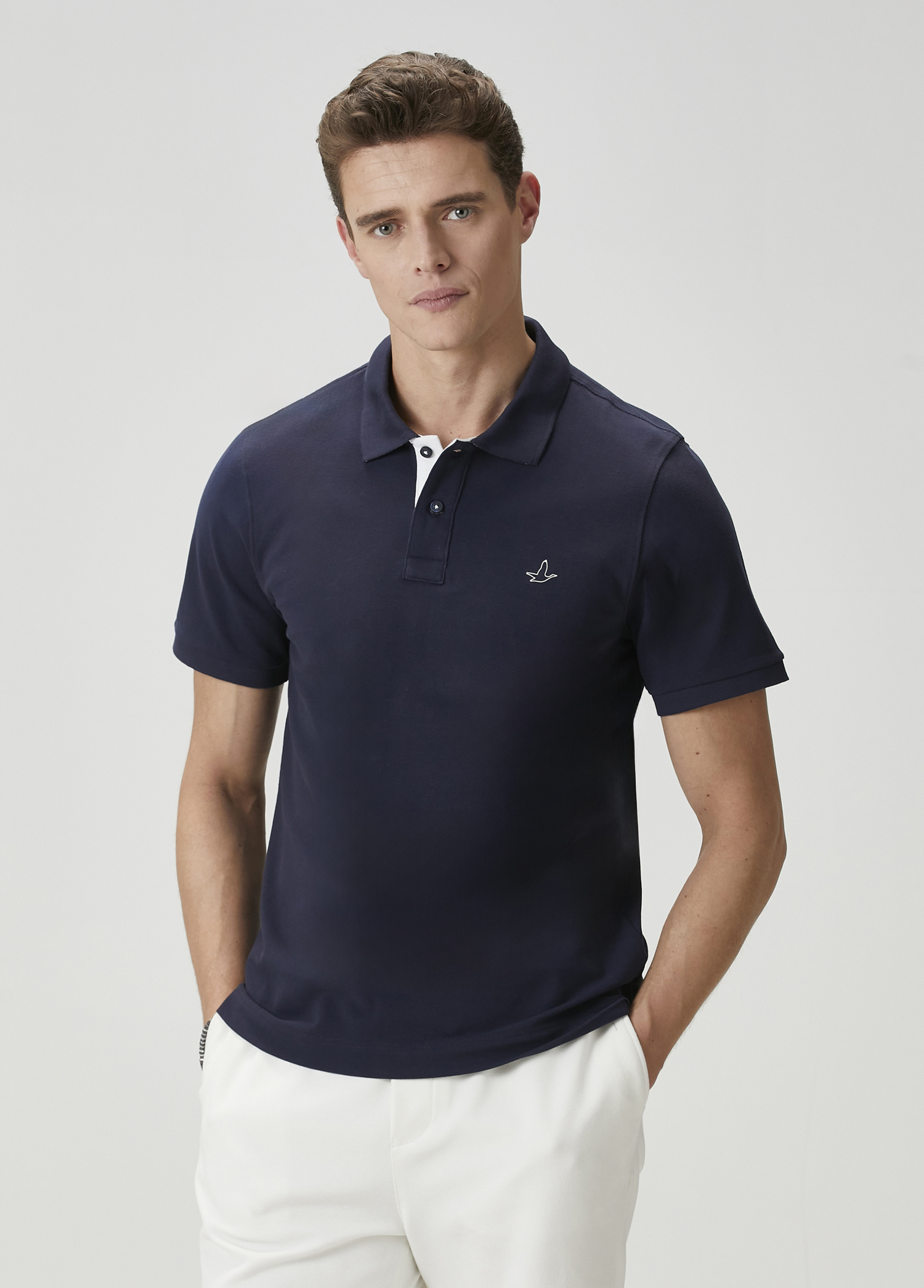 Comfort Fit Lacivert Polo Yaka T-shirt_1
