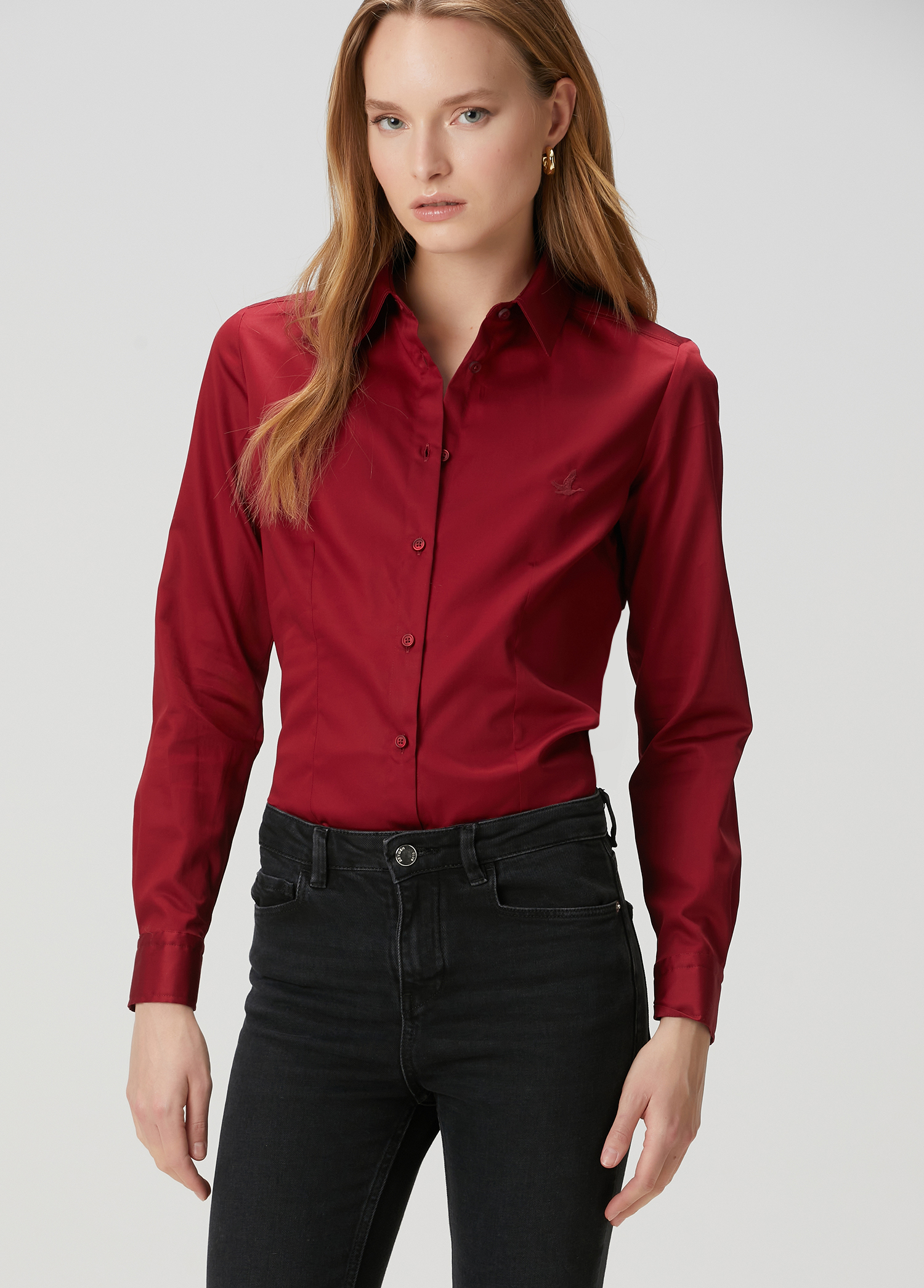 Bordo Slim Fit Gömlek_3