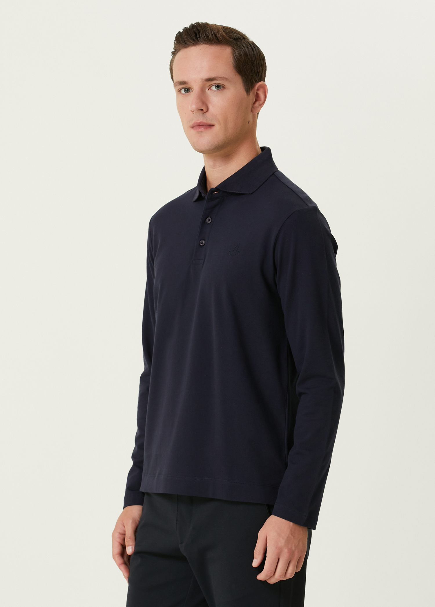 Comfort Fit Lacivert Polo Sweatshirt_3