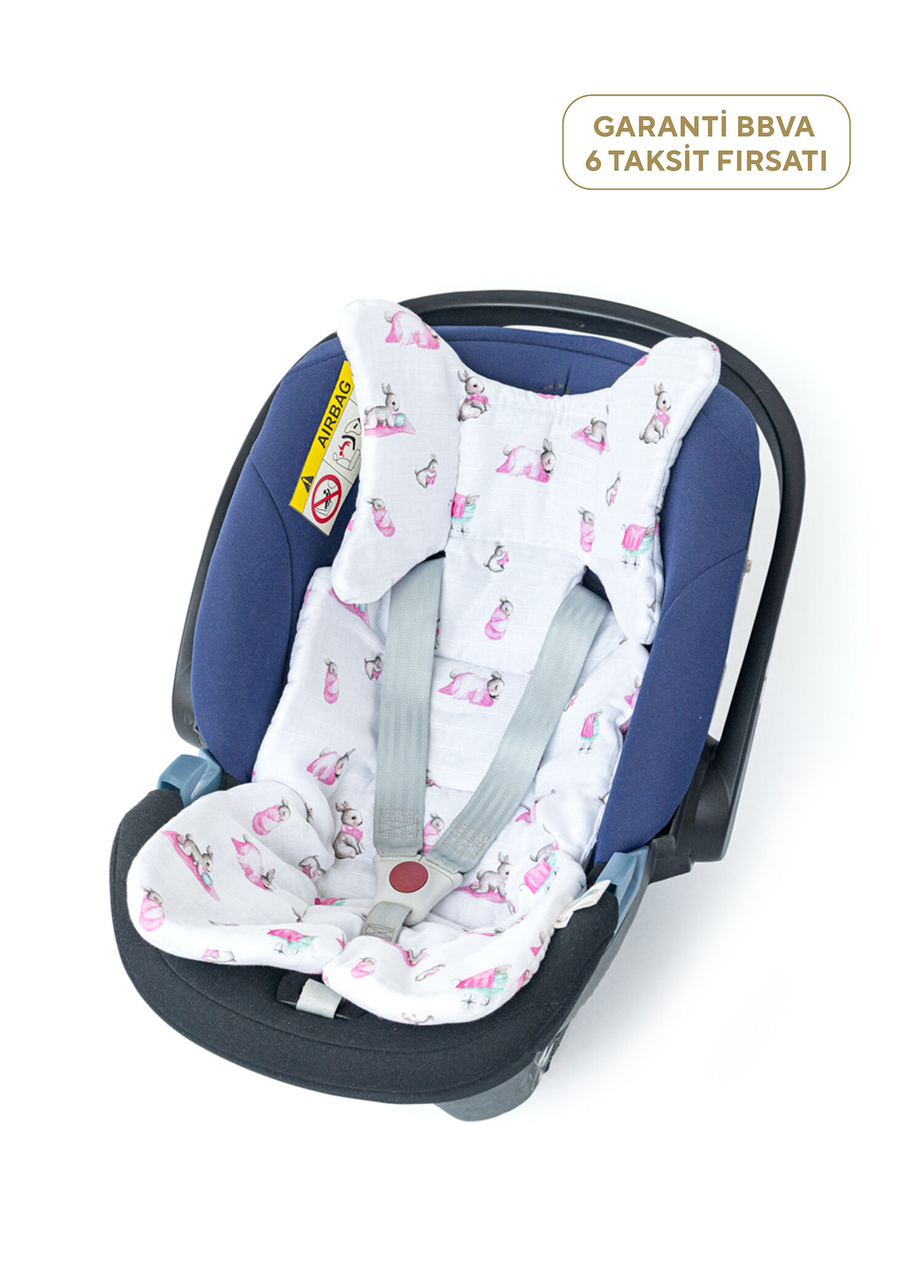 %100 Pamuk Bébé Lapin Rose Kız Bebek Puset ve Oto Koltuk Minderi