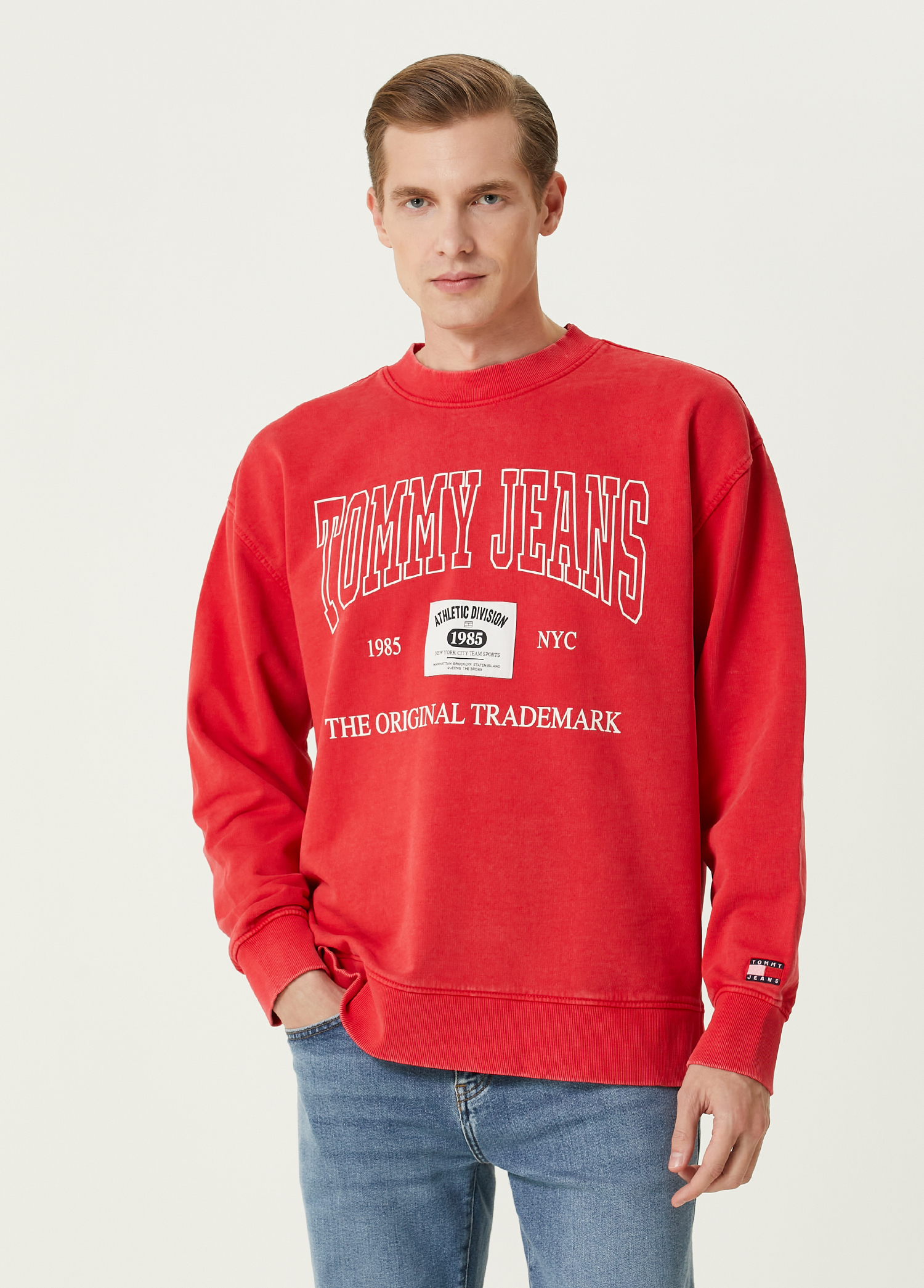 Kırmızı Logo Baskılı Sweatshirt