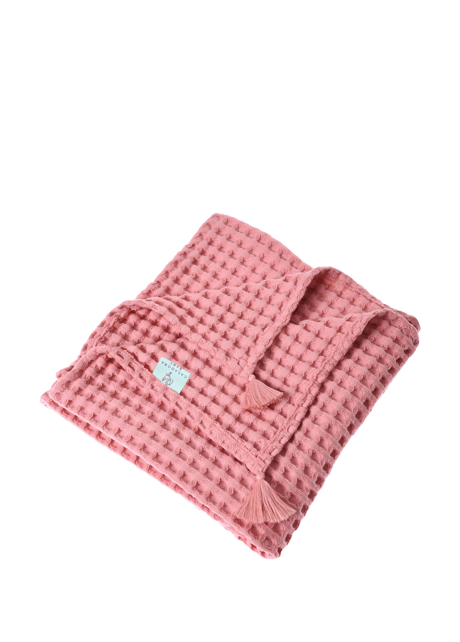 Pembe %100 Organik Pamuk Bebek Çocuk Waffle Pike Örtü 160 x 220 cm