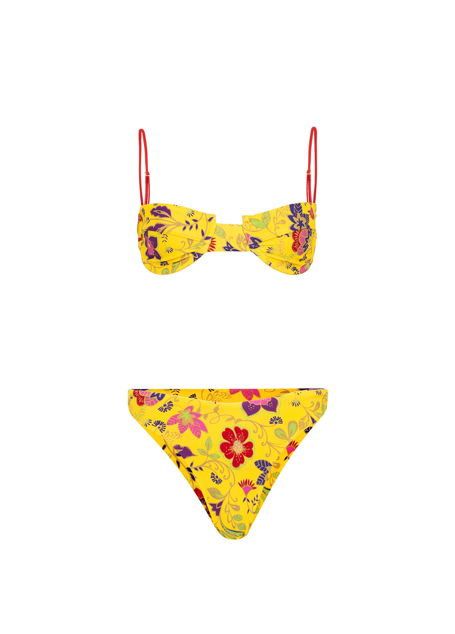Camie Sarı Çiçek Desenli Kadın Bikini Takımı