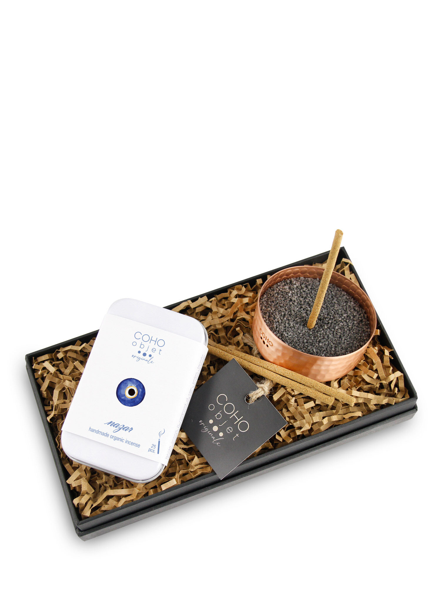 Coho Box Evil Eye Protection Incense and Meditation Copper Incense Burner Gift Set