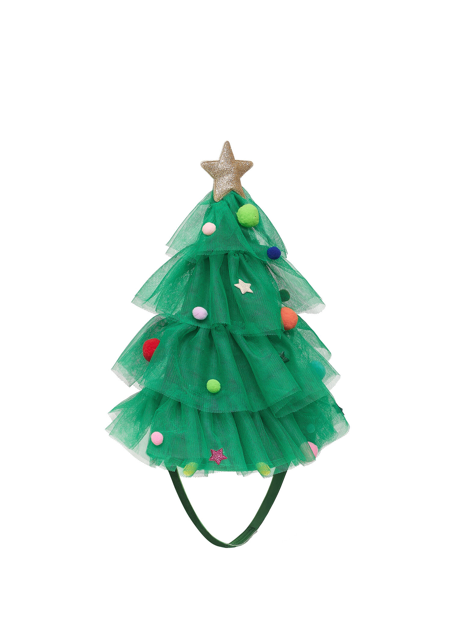 Christmas Tree Yeşil Kadife Lastikli Kız Çocuk Taç