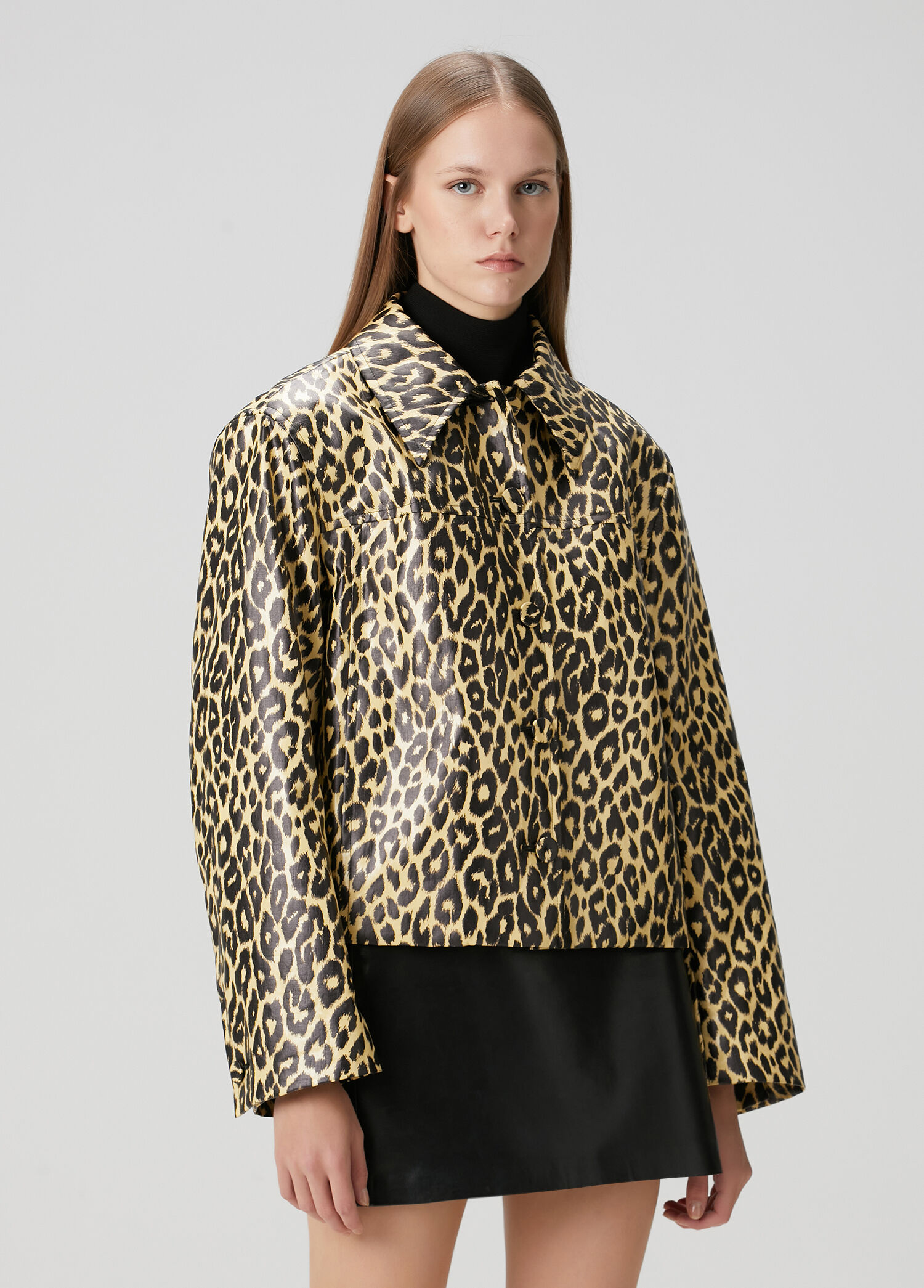 Leopar Desenli Keten Ceket