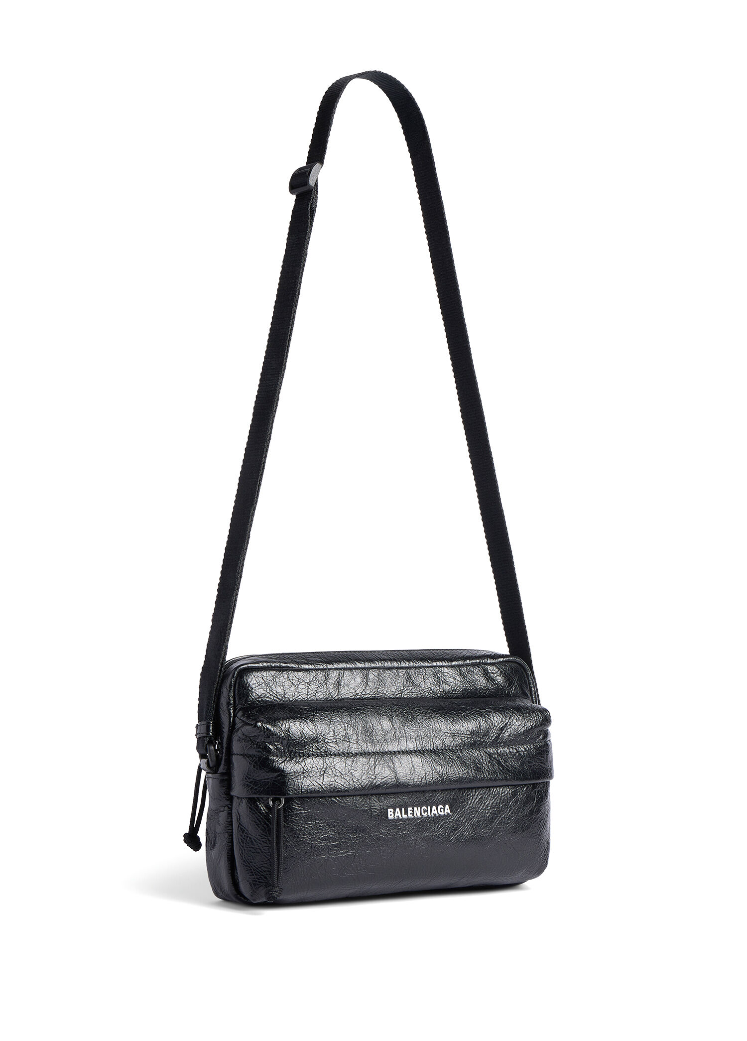 Balenciaga Siyah Erkek Bandolera Explorer Camera Siyah Erkek Deri