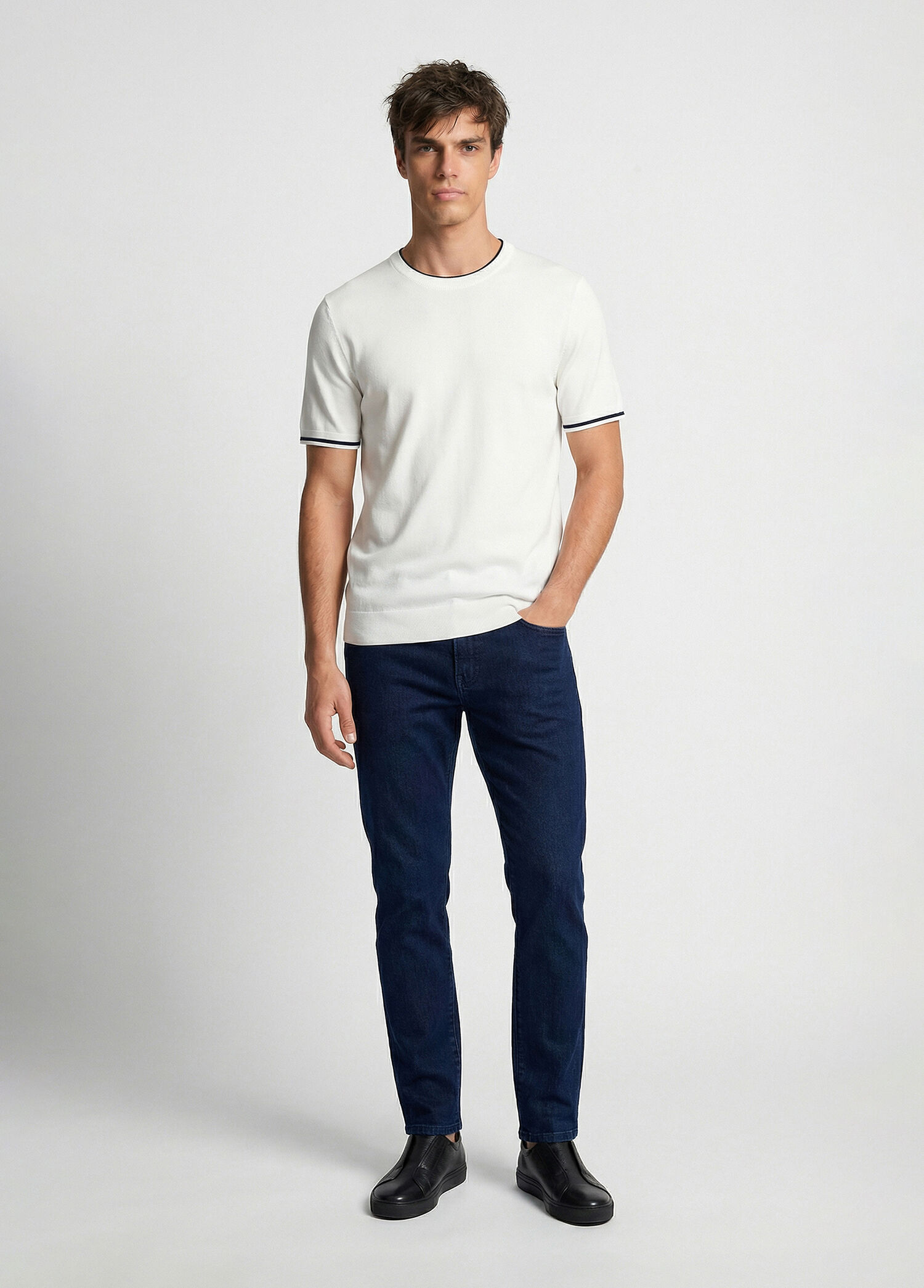 Lacivert Cashmere Touch Denim Pantolon